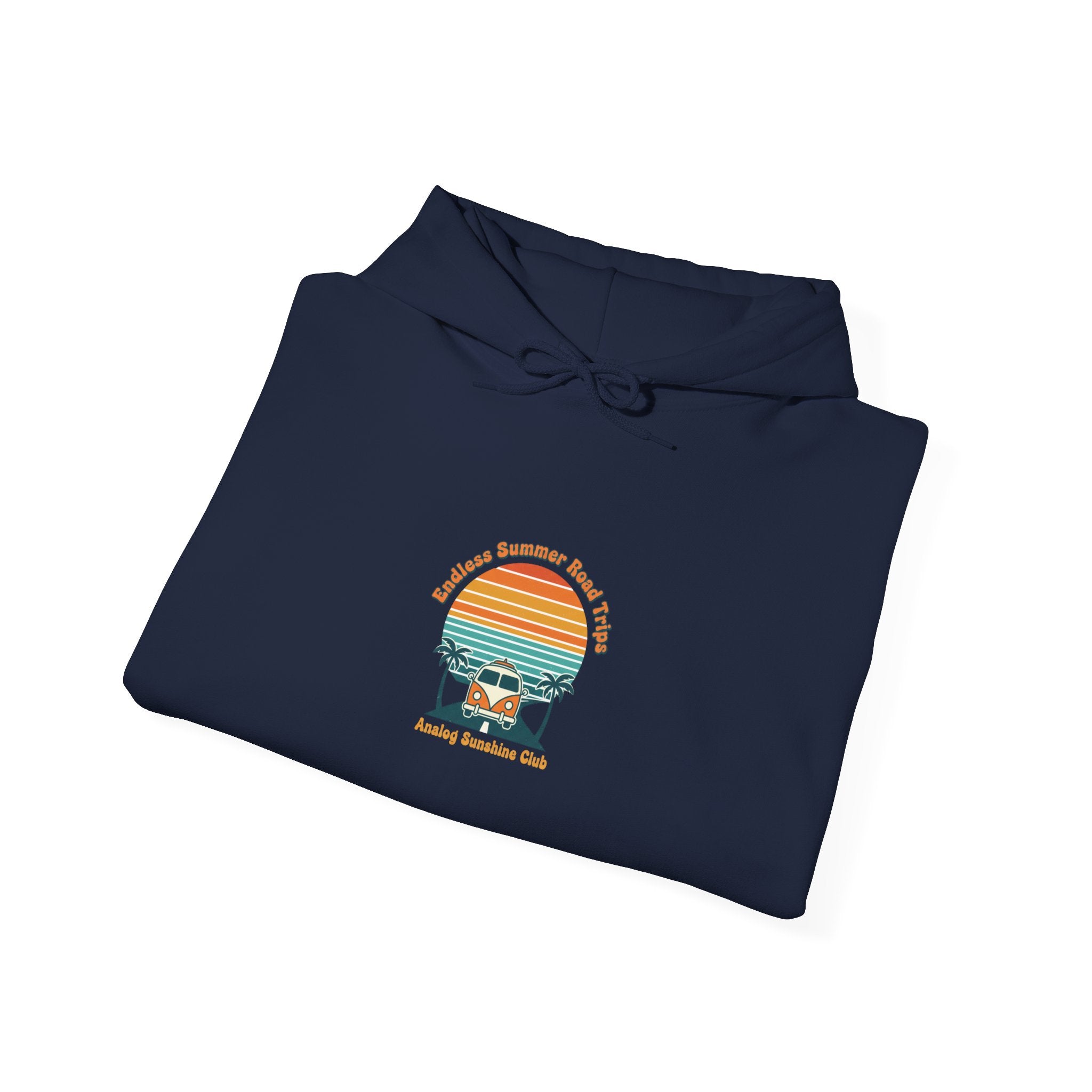 Retro 70s Sunset Surf Hoodie | vintage palm golden hour postcard design