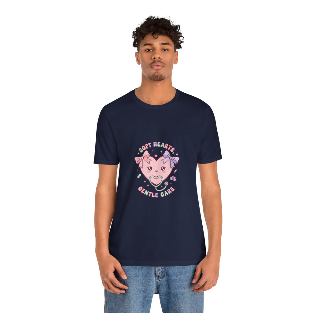 Kawaii Nurse Heart Tee | pastel healthcare design, coquette medical shirt Navy