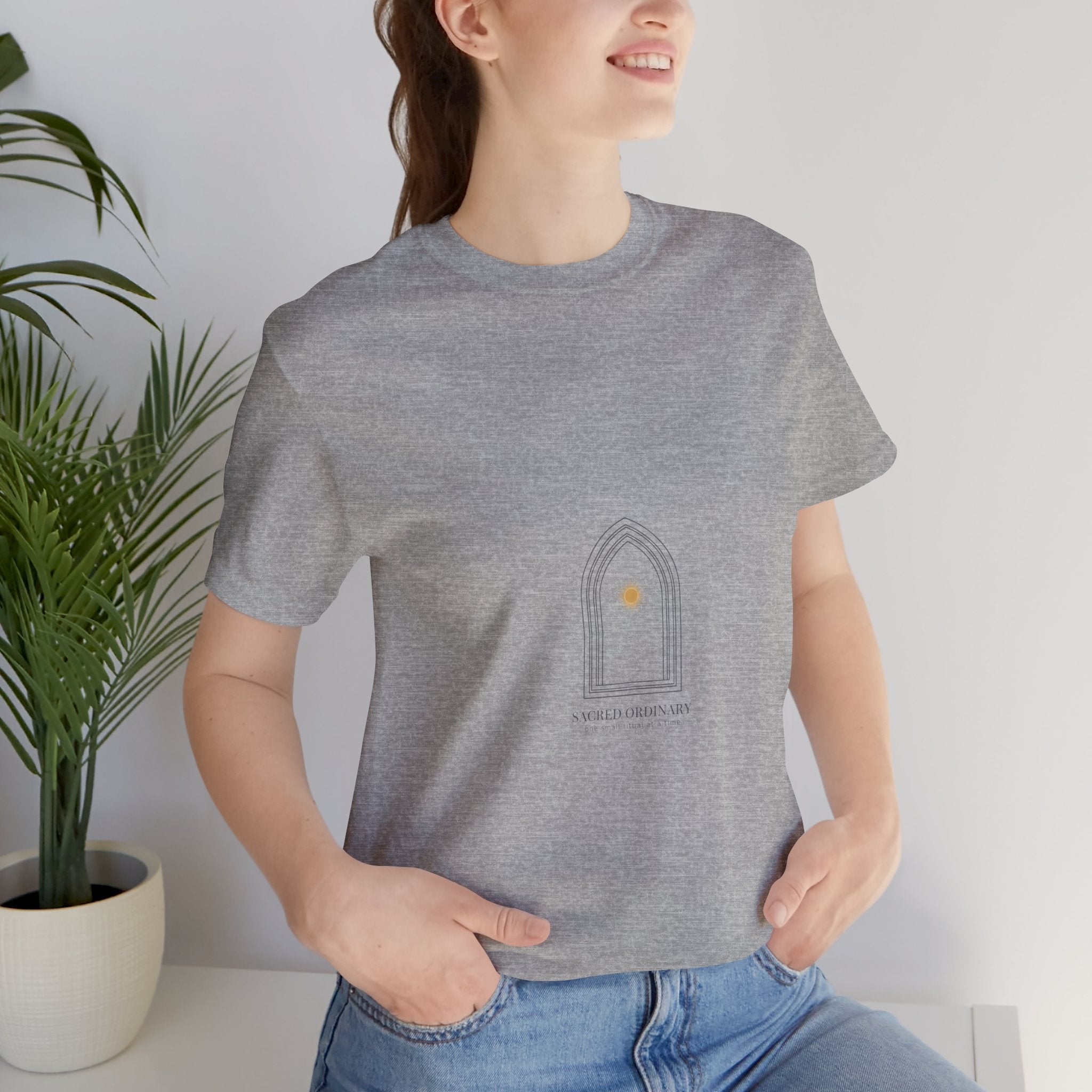 Gothic Arch Minimal Tee | Monastic Minimalism, serene typography Navy
