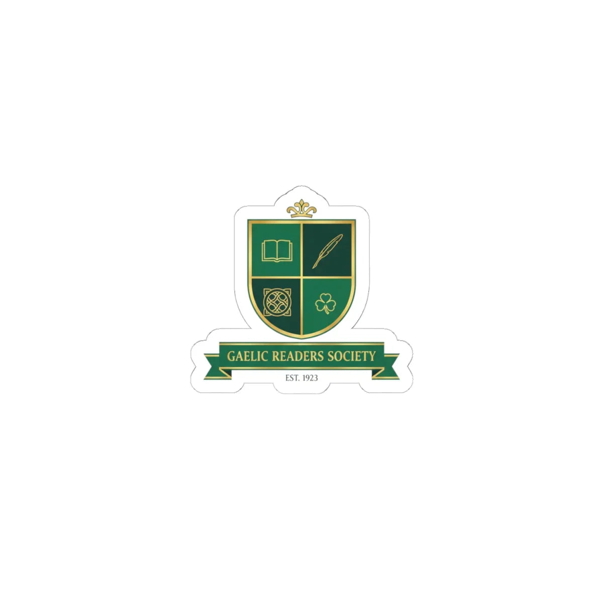 Celtic Crest Sticker | Gaelic serif crest, Celtic knot emblem 4" × 4" White