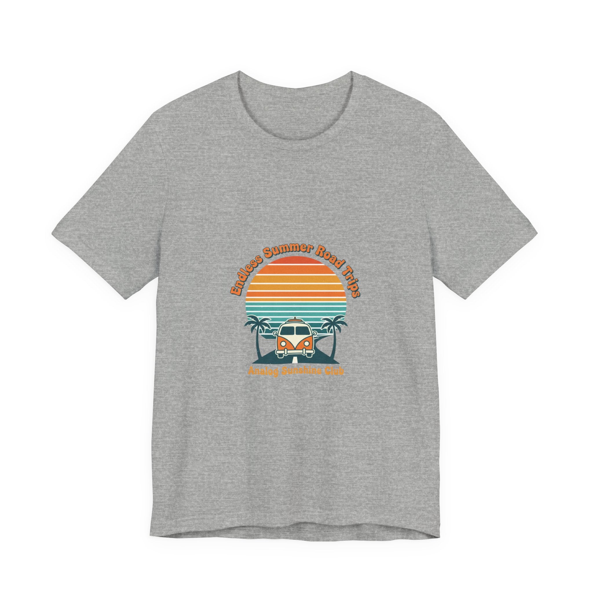 Retro 70s Sunset Surf Graphic Tee | Vintage Palm Golden Hour Postcard Athletic Heather