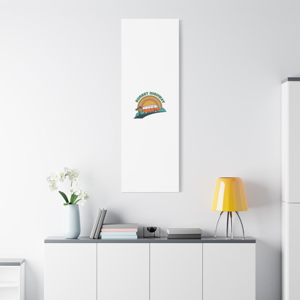 Sunset Highway Van Canvas | 1970s Retro Surf, Vintage Palm Poster 36" x 36" 1.25"