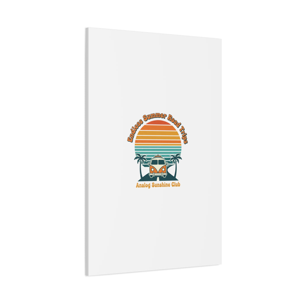 Endless Summer Road Trips Canvas | 1970s Sunset, Retro Surf Palm Art 36" x 36" 1.25"