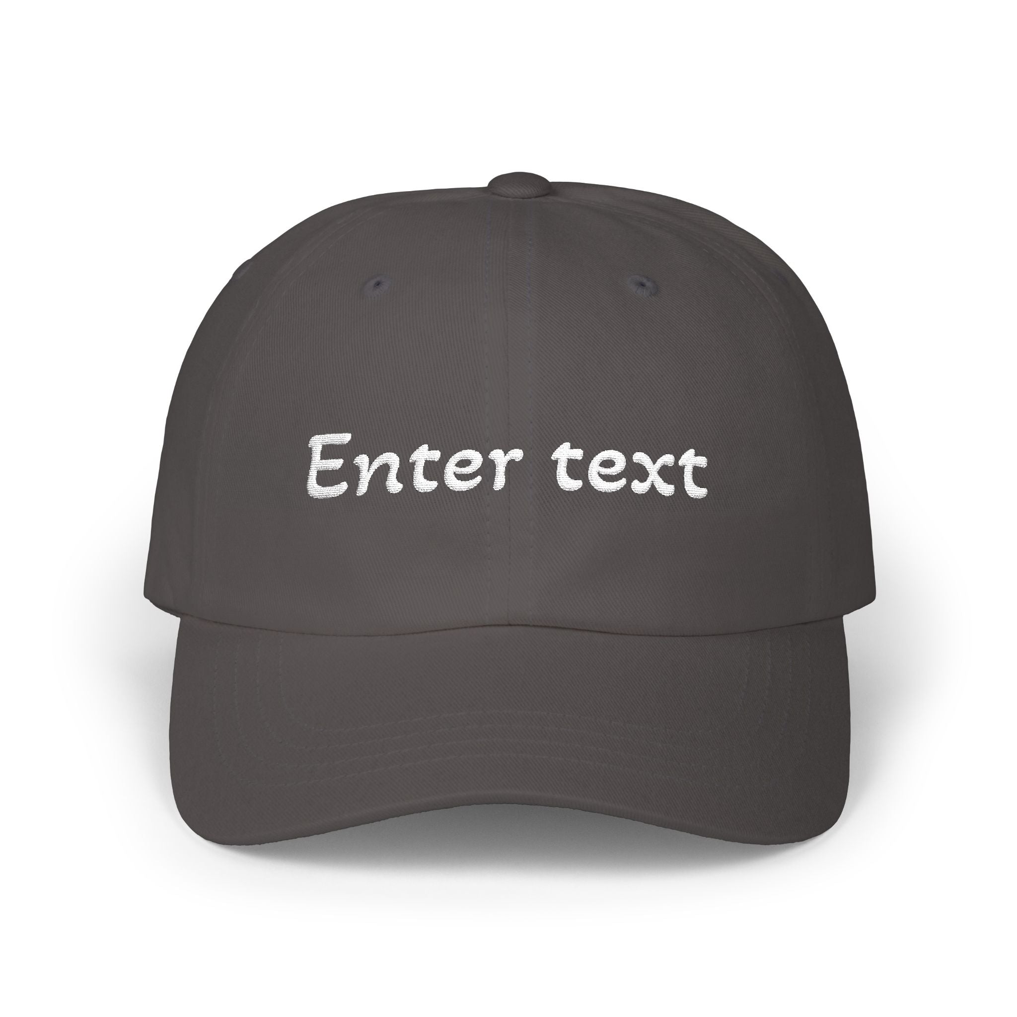 Custom Script Text Dad Cap | Personalized Embroidered Baseball Hat Dark Grey One size
