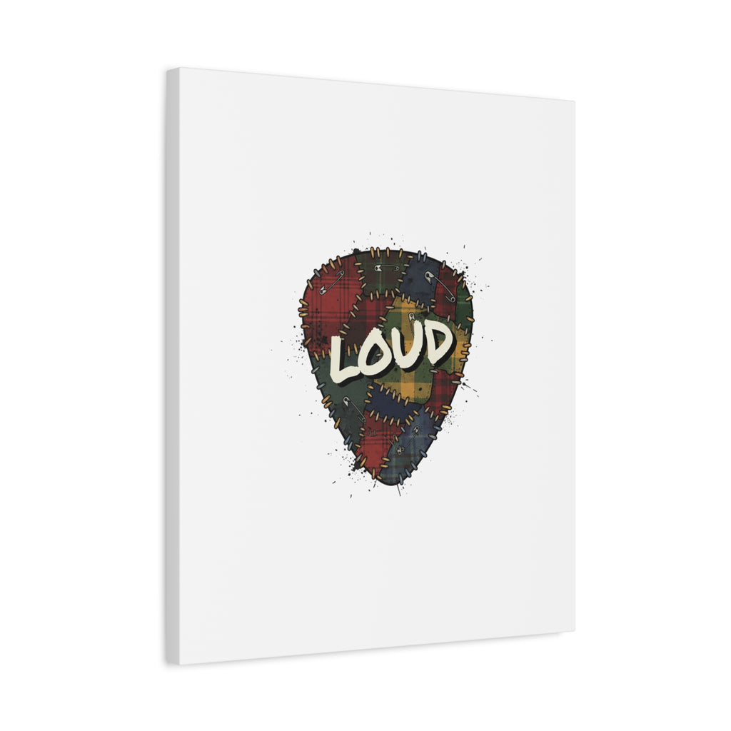 Plaid Patchwork Guitar Pick Canvas, Grunge Revival, 90s Rock Plaid Aesthetic 36" x 36" 1.25"
