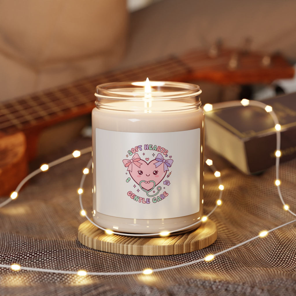 Cute Nurse Heart Candle, Scented Soy Candle | Pastel Coquette Medical White Sage and Lavender 9oz