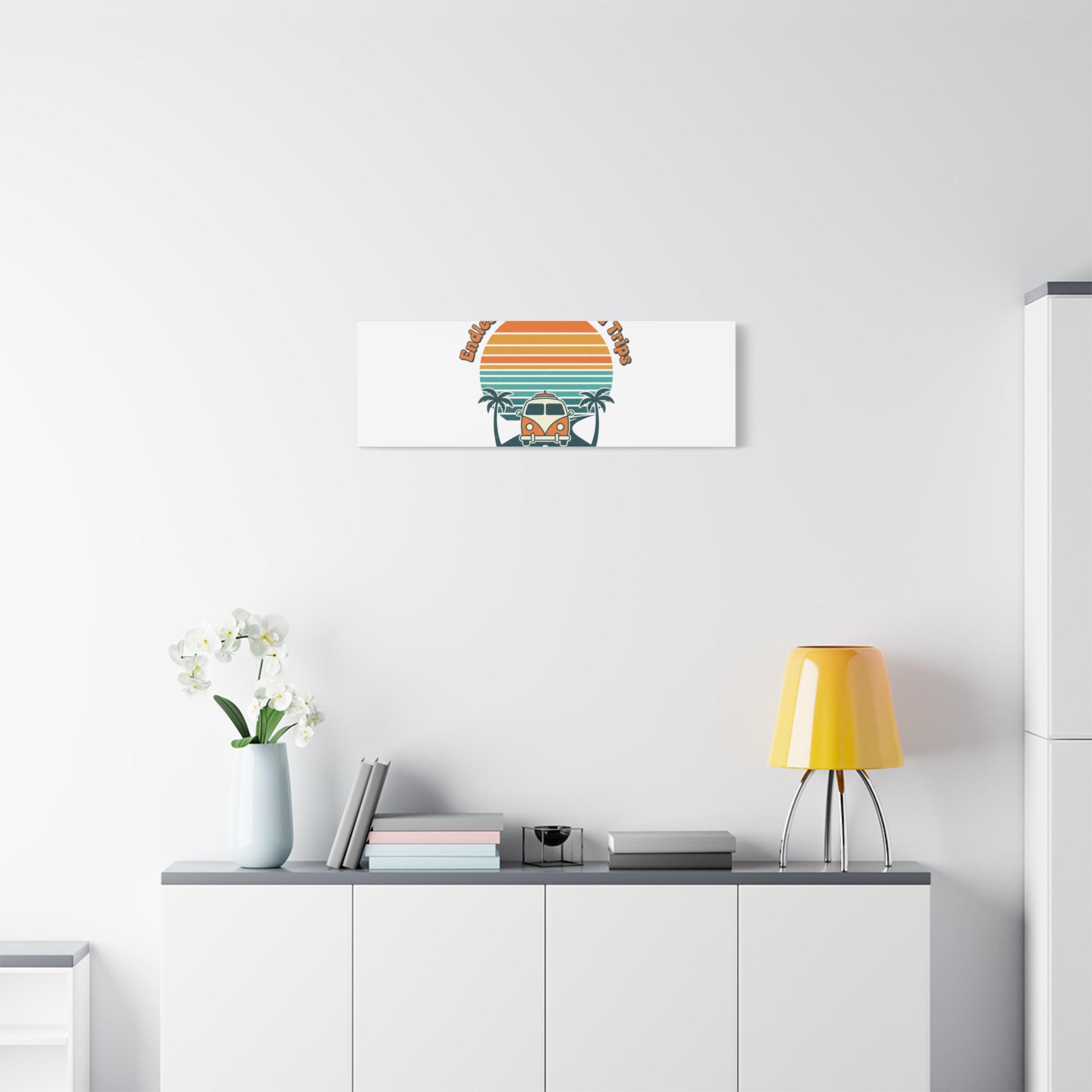 Endless Summer Road Trips Canvas | 1970s Sunset, Retro Surf Palm Art 36" x 36" 1.25"