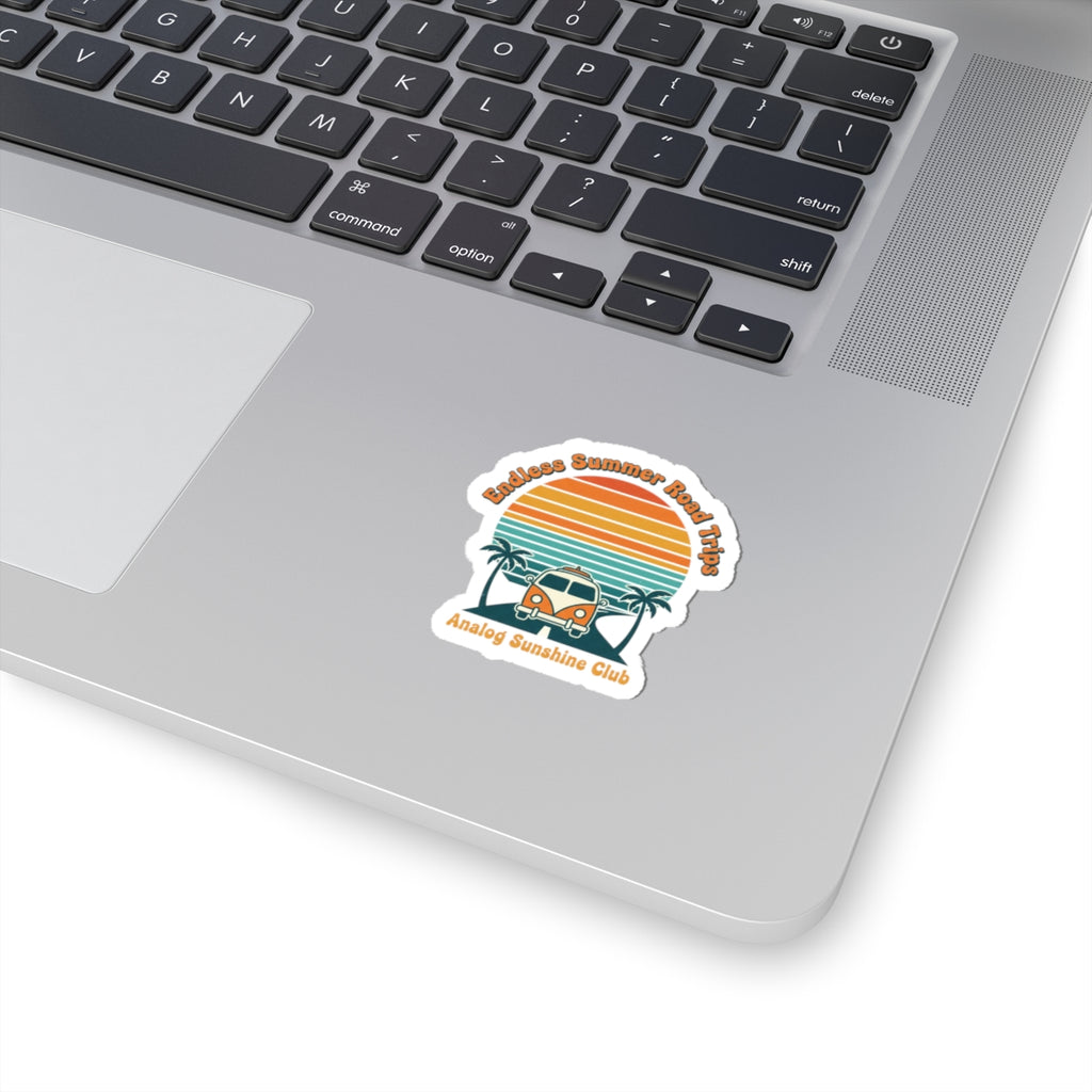 Retro VW Camper Sunset Sticker | 70s sunset, vintage palm postcard