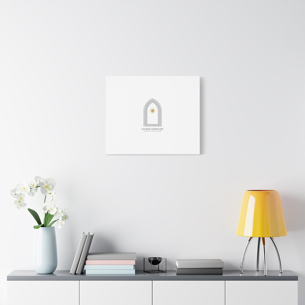 Sacred Ordinary Gothic Arch Canvas | Minimal Scripture Art, Quiet Luxury