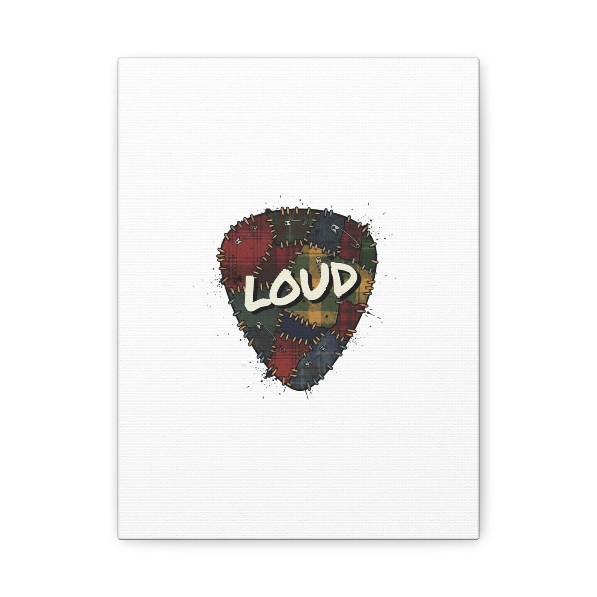 Plaid Patchwork Guitar Pick Canvas, Grunge Revival, 90s Rock Plaid Aesthetic 9" x 12" (Vertical) 1.25"