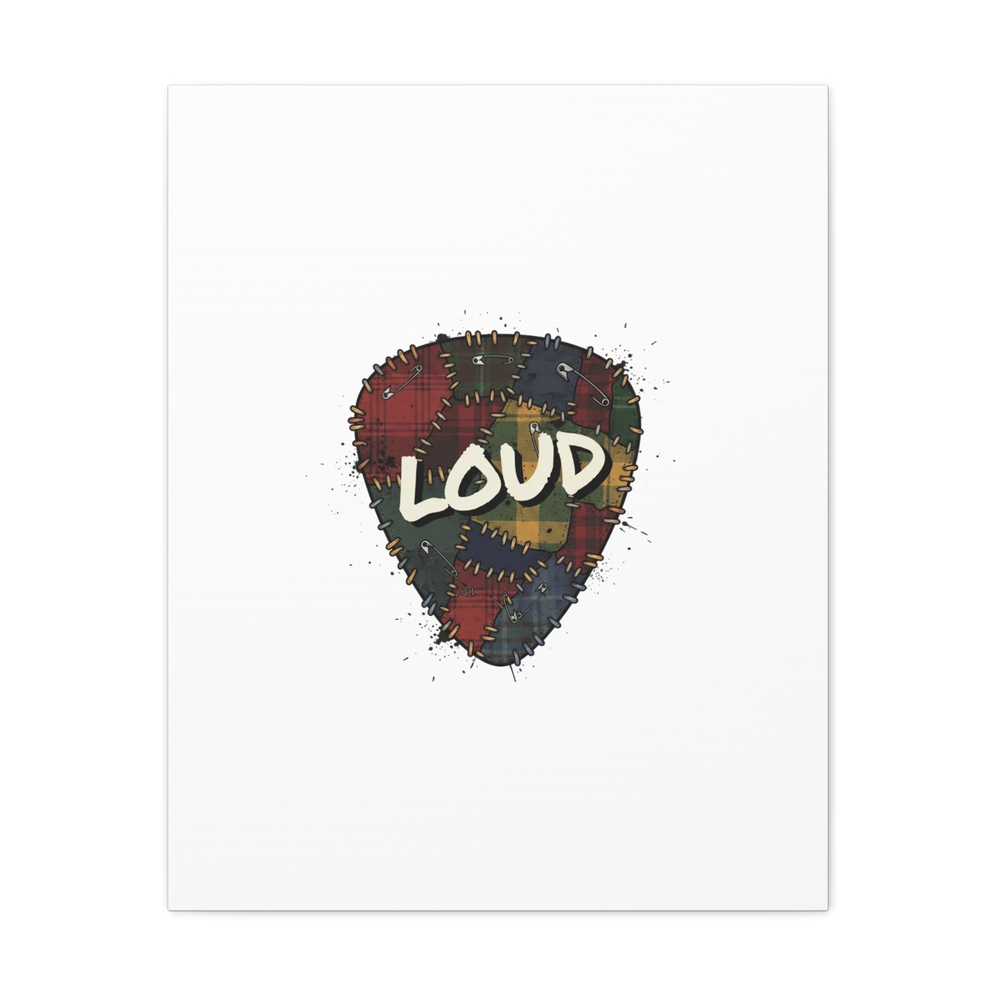 Plaid Patchwork Guitar Pick Canvas, Grunge Revival, 90s Rock Plaid Aesthetic 24" x 30" (Vertical) 1.25"