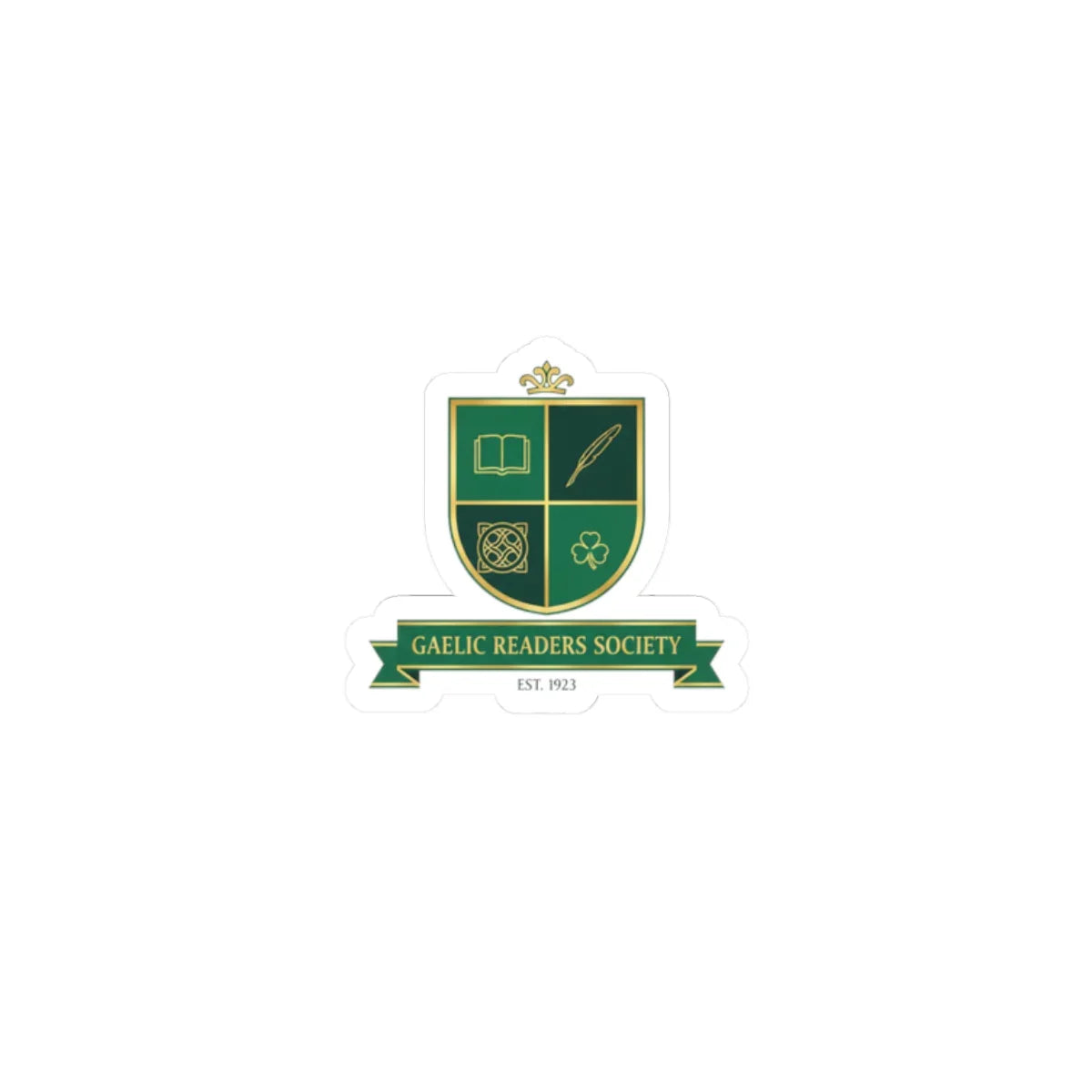 Celtic Crest Sticker | Gaelic serif crest, Celtic knot emblem 2" × 2" White
