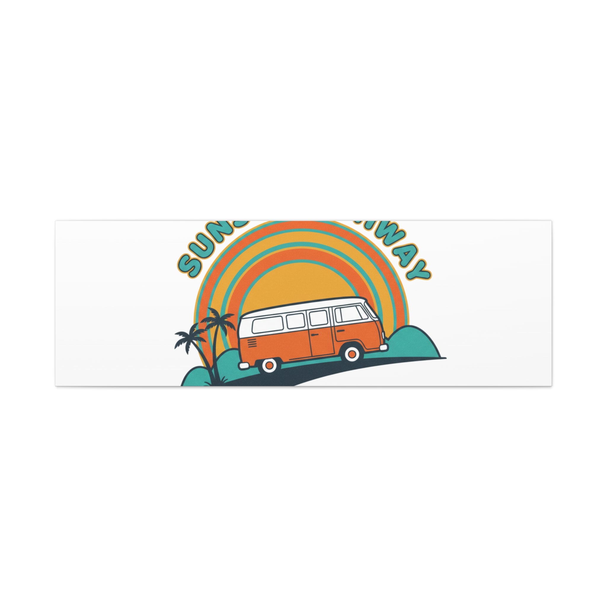 Sunset Highway Van Canvas | 1970s Retro Surf, Vintage Palm Poster 60" x 20" (Horizontal) 1.25"