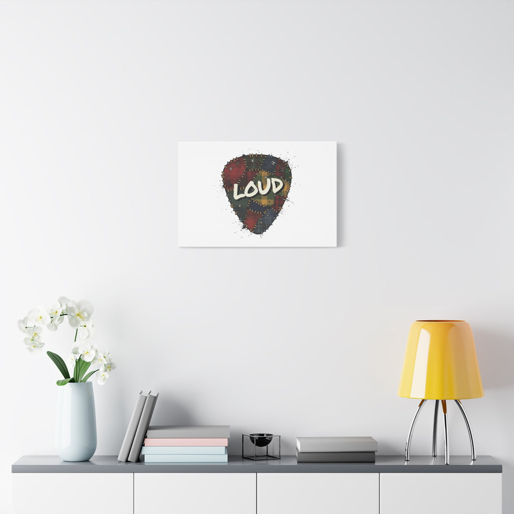 Plaid Patchwork Guitar Pick Canvas, Grunge Revival, 90s Rock Plaid Aesthetic 36" x 36" 1.25"