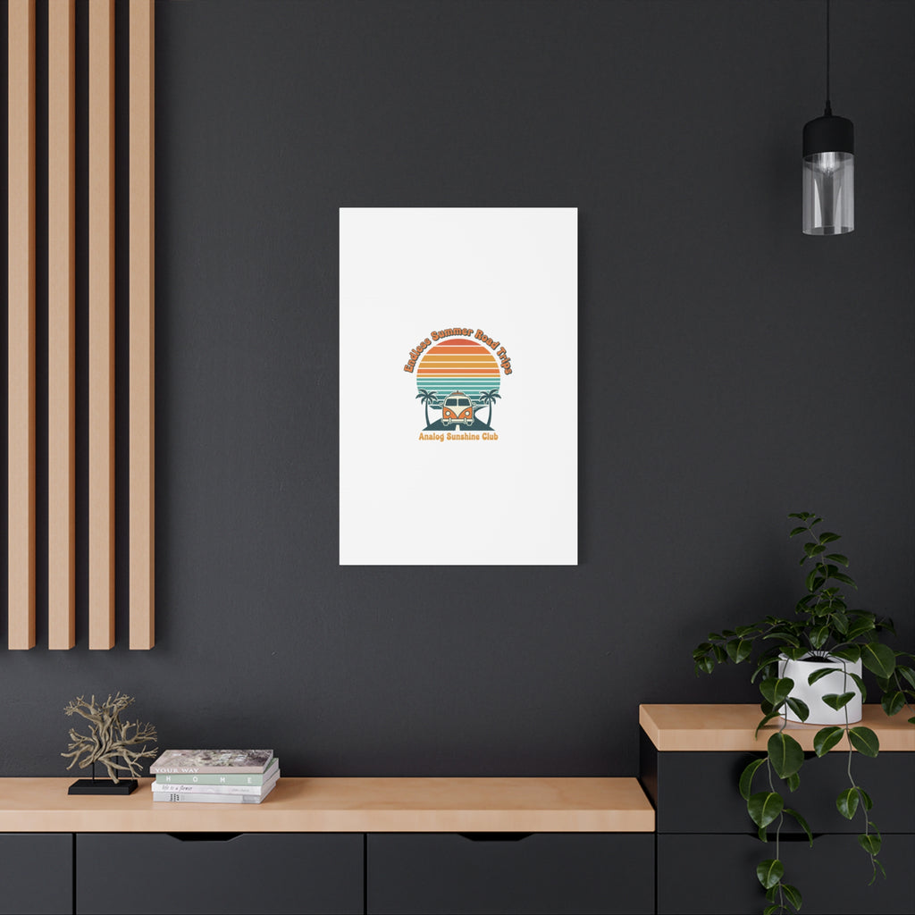 Endless Summer Road Trips Canvas | 1970s Sunset, Retro Surf Palm Art 36" x 36" 1.25"