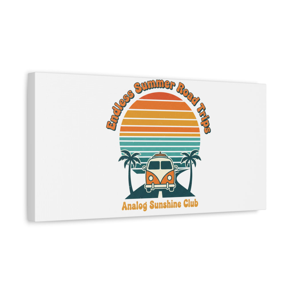 Endless Summer Road Trips Canvas | 1970s Sunset, Retro Surf Palm Art 36" x 36" 1.25"