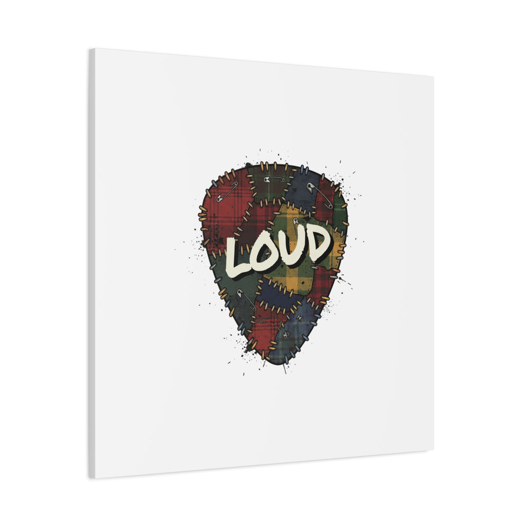 Plaid Patchwork Guitar Pick Canvas, Grunge Revival, 90s Rock Plaid Aesthetic 36" x 36" 1.25"