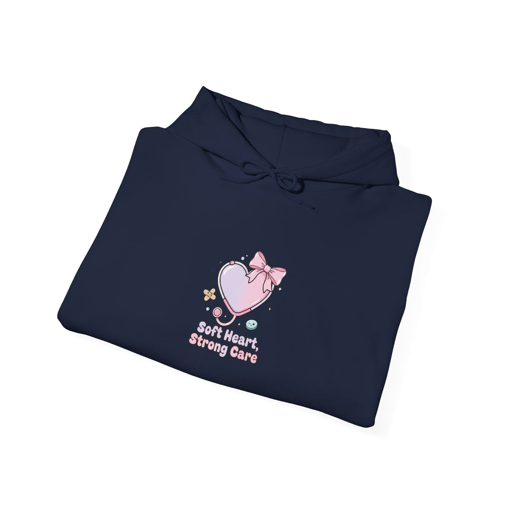 Cute Nurse Heart Graphic Hoodie | pastel coquette medical, kawaii nurse merch Navy