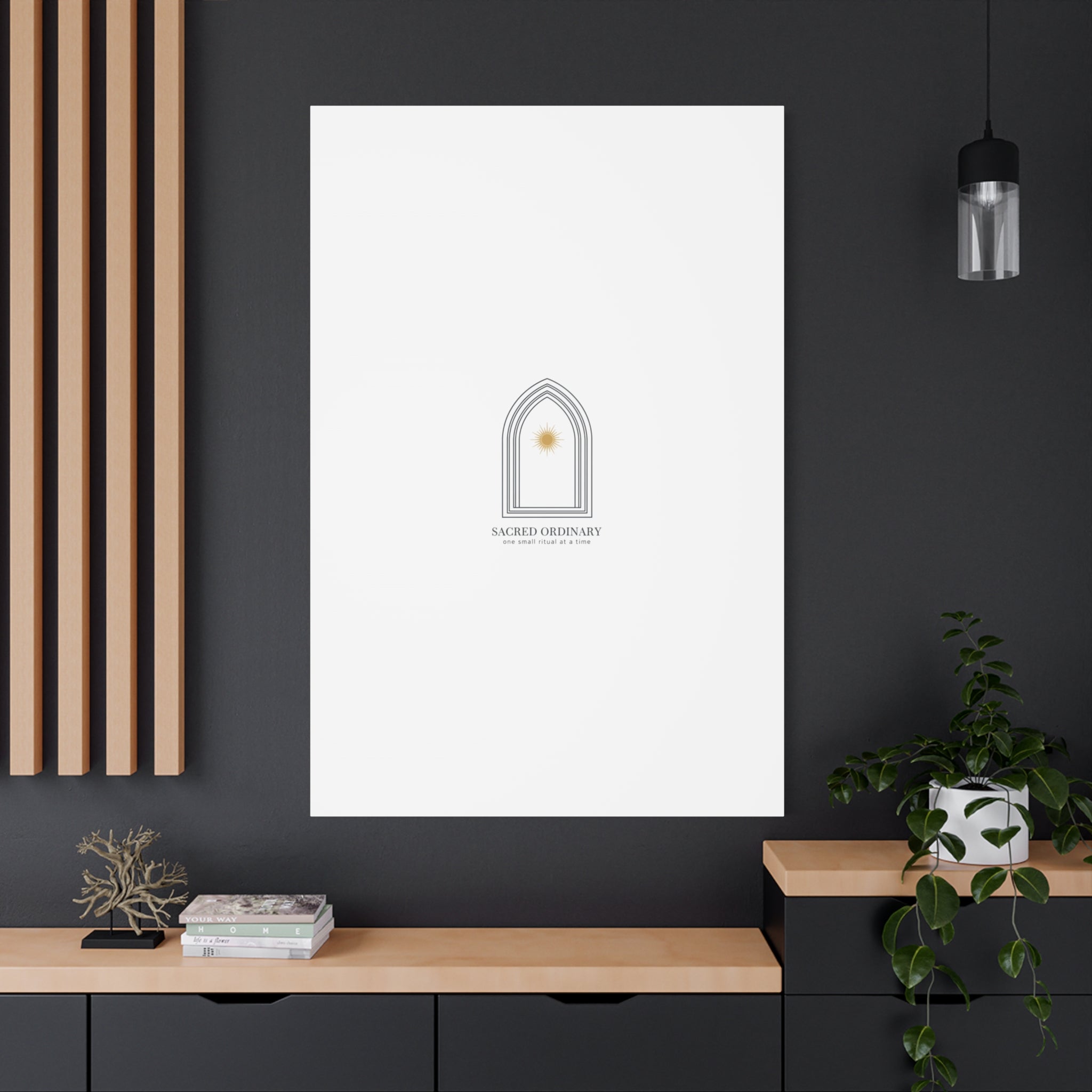 Sacred Ordinary Gothic Arch Canvas | Minimal Scripture Art, Quiet Luxury