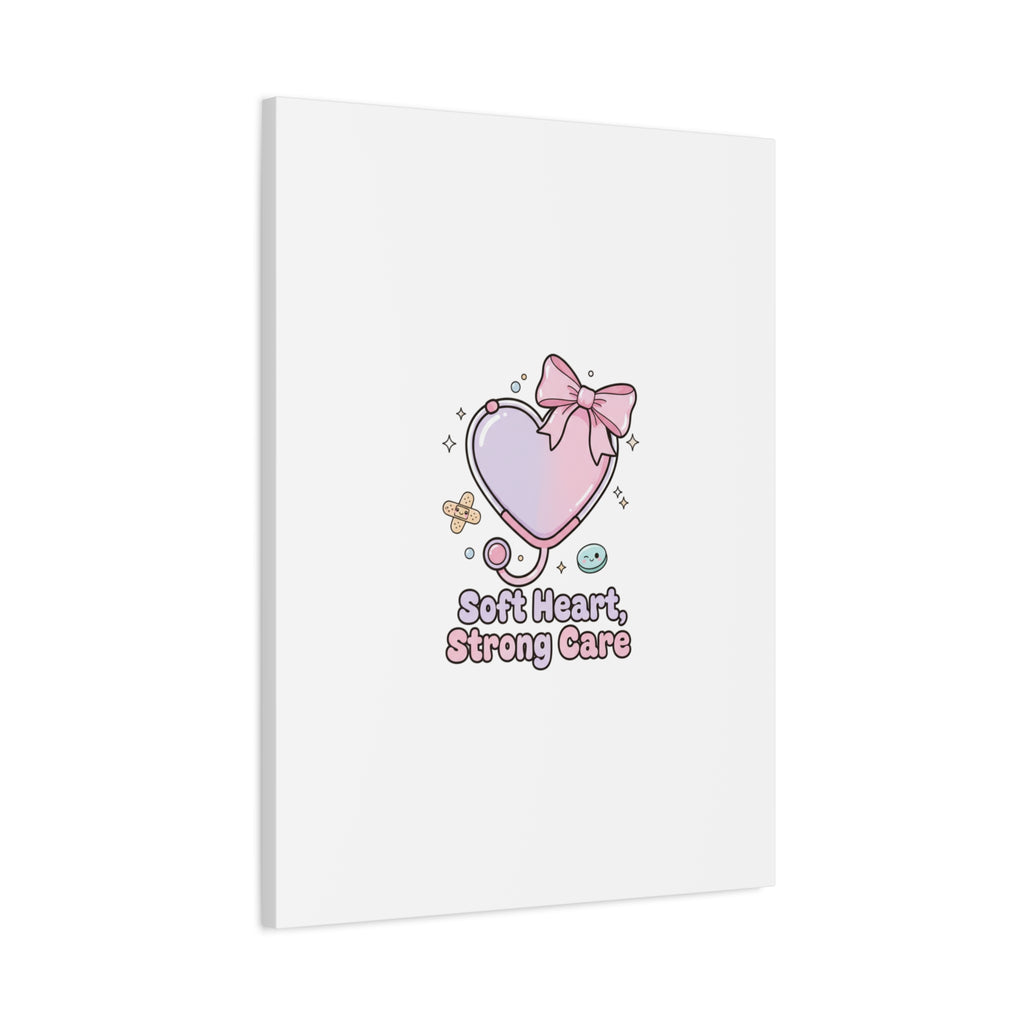 Soft Heart Strong Care Canvas, Pastel Cute Nurse Medical Art | Coquette Healthcare 36" x 36" 1.25"