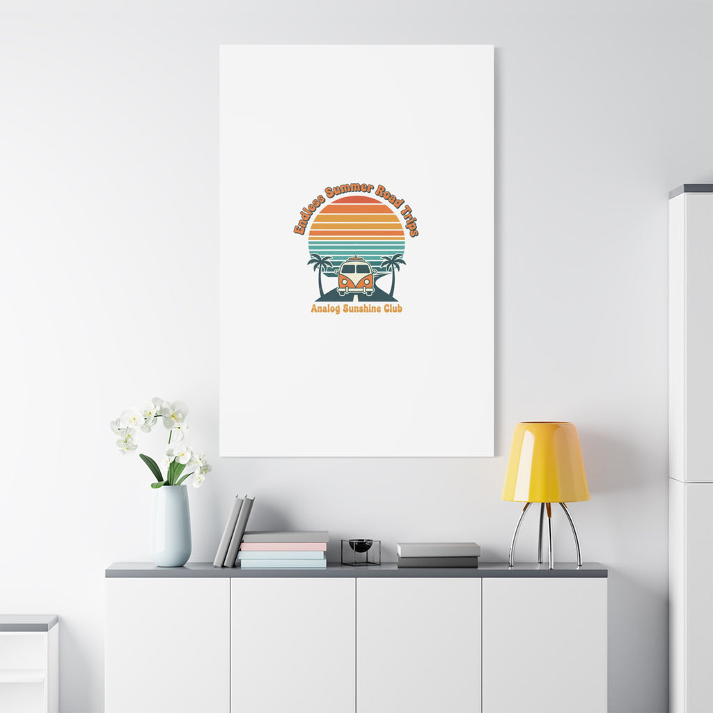 Endless Summer Road Trips Canvas | 1970s Sunset, Retro Surf Palm Art 36" x 36" 1.25"