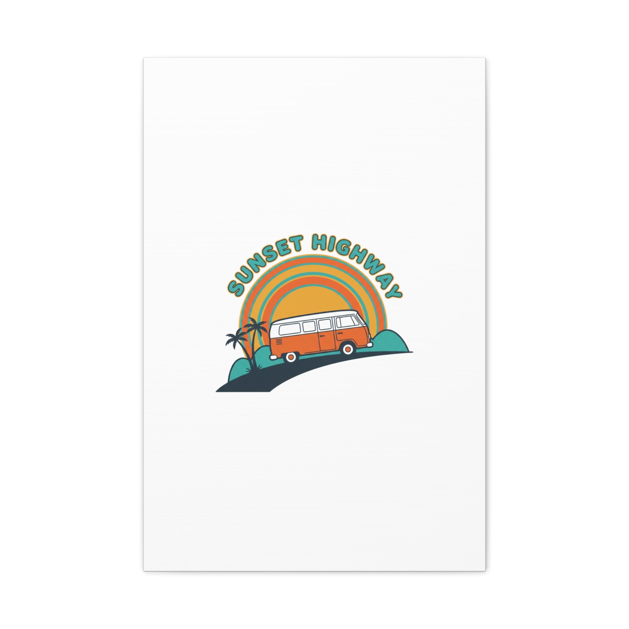 Sunset Highway Van Canvas | 1970s Retro Surf, Vintage Palm Poster 20″ x 30″ (Vertical) 1.25"