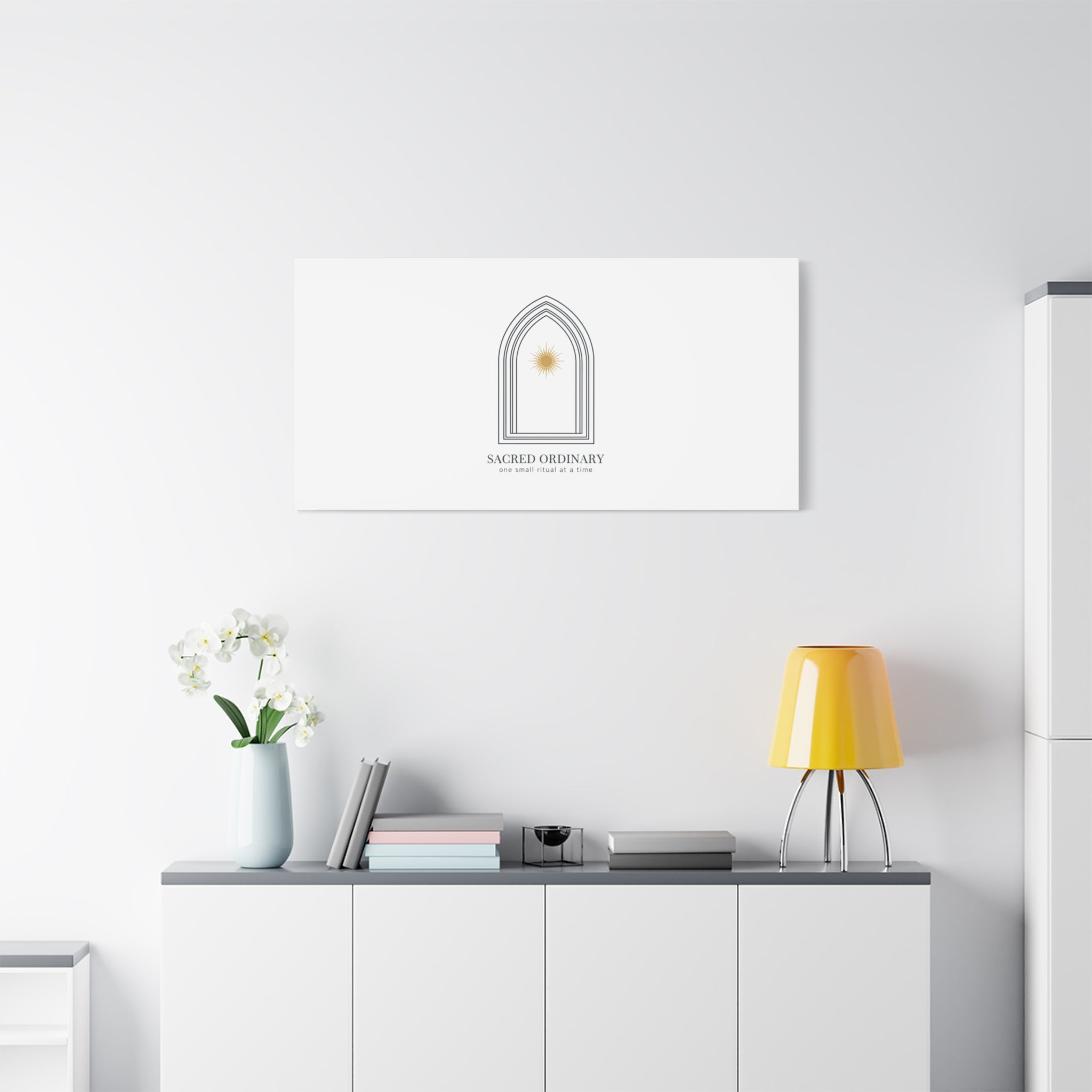 Sacred Ordinary Gothic Arch Canvas | Minimal Scripture Art, Quiet Luxury