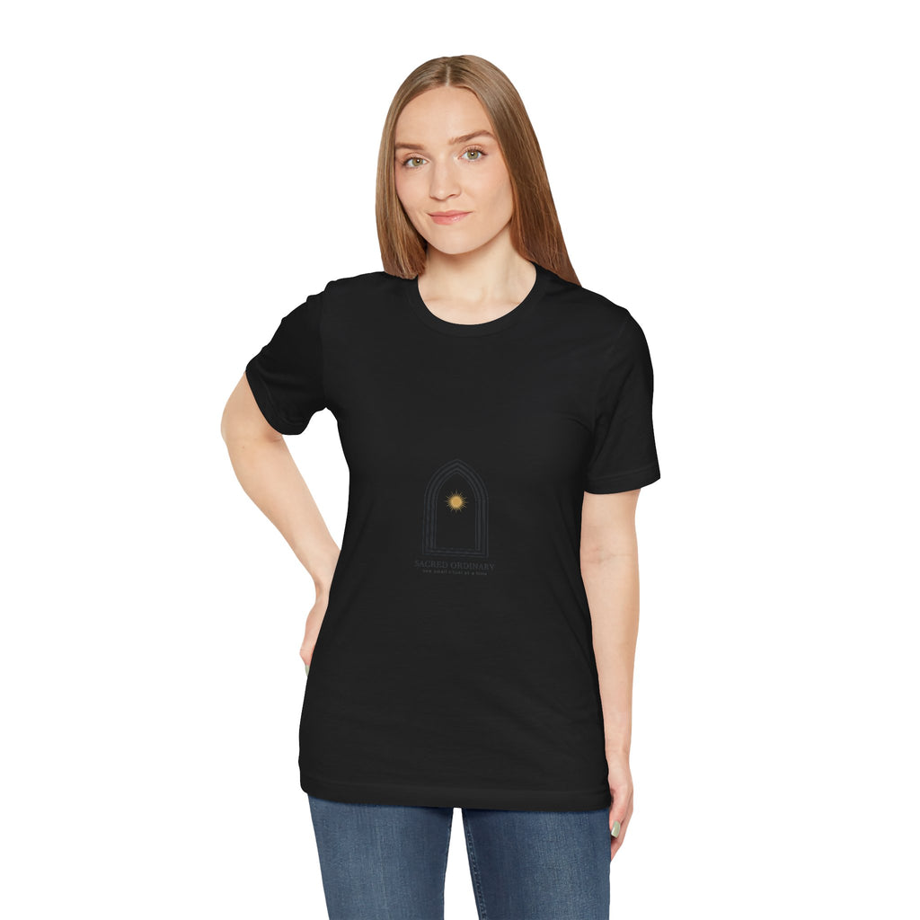 Gothic Arch Minimal Tee | Monastic Minimalism, serene typography Navy