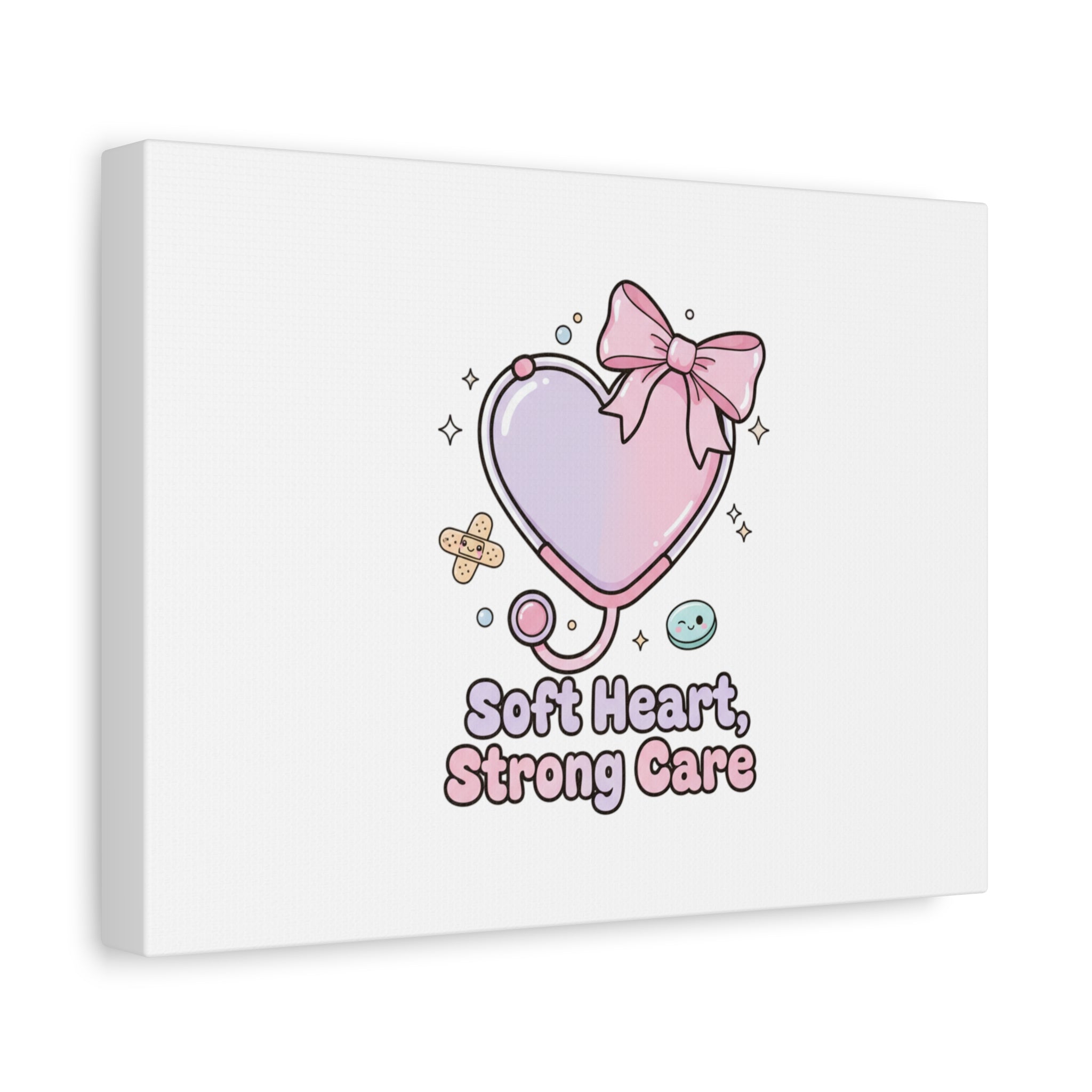 Soft Heart Strong Care Canvas, Pastel Cute Nurse Medical Art | Coquette Healthcare 36" x 36" 1.25"