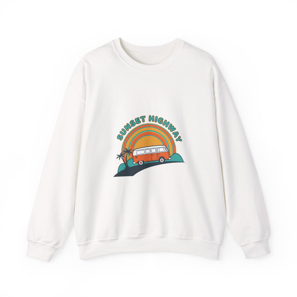 Sunset Highway Retro Surf Graphic Sweatshirt | 1970s Analog Sunshine, Vintage Palm