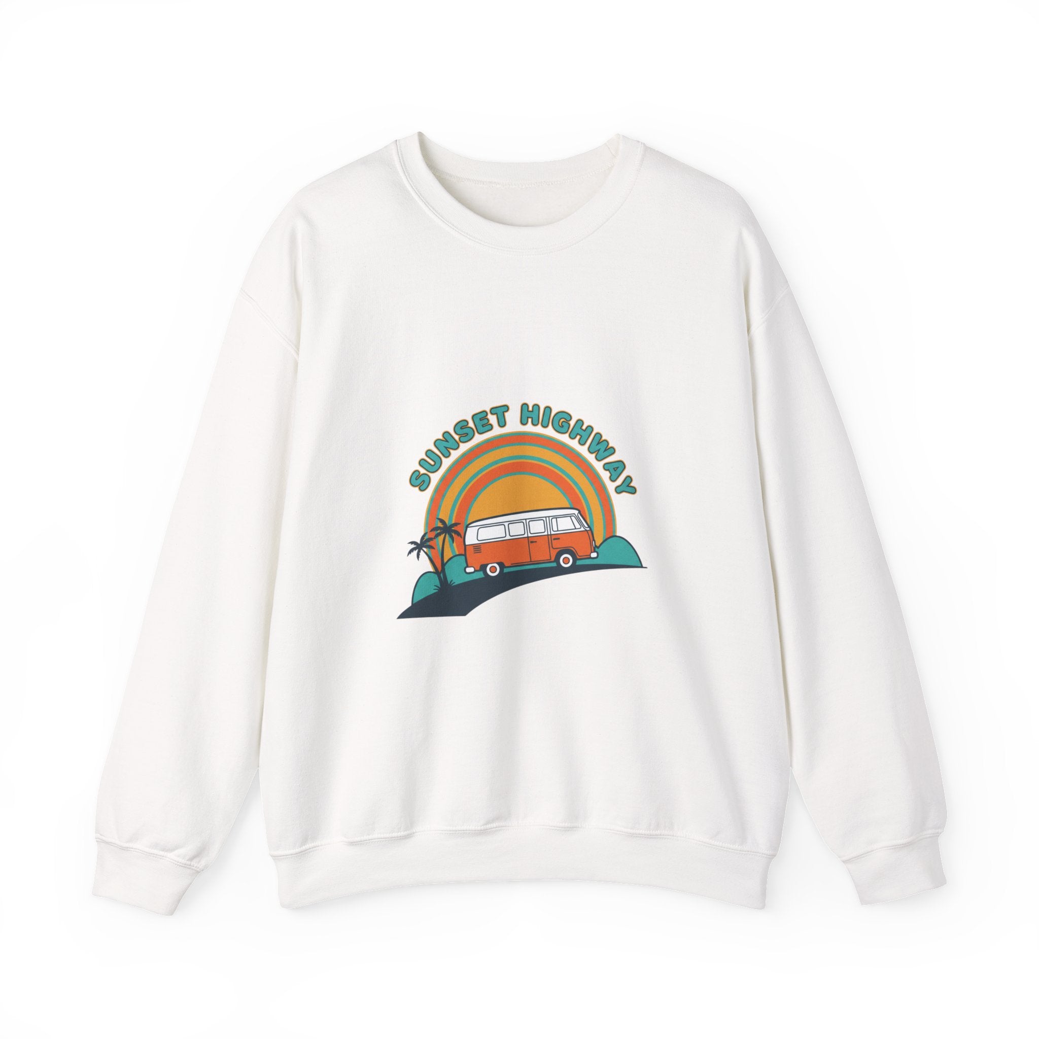 Sunset Highway Retro Surf Graphic Sweatshirt | 1970s Analog Sunshine, Vintage Palm