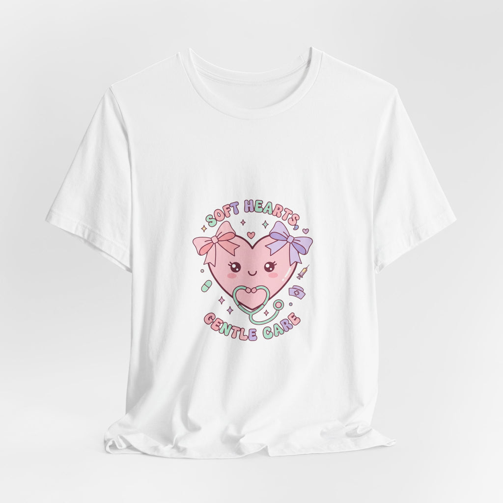 Kawaii Nurse Heart Tee | pastel healthcare design, coquette medical shirt Navy