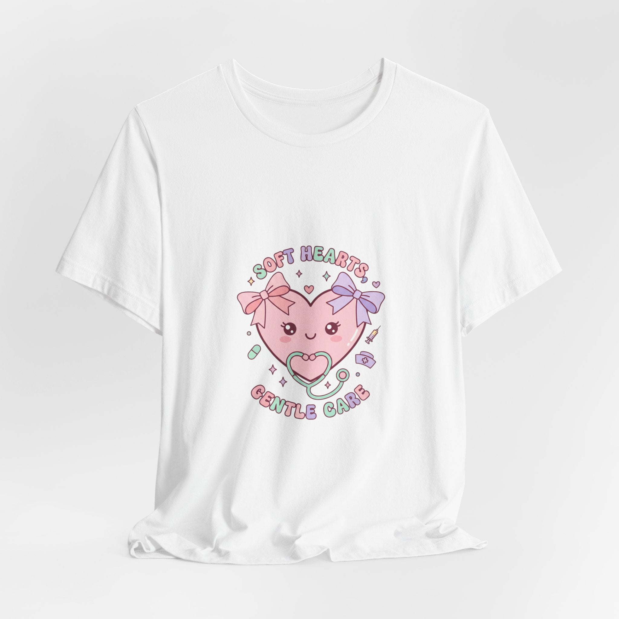 Kawaii Nurse Heart Tee | pastel healthcare design, coquette medical shirt Navy