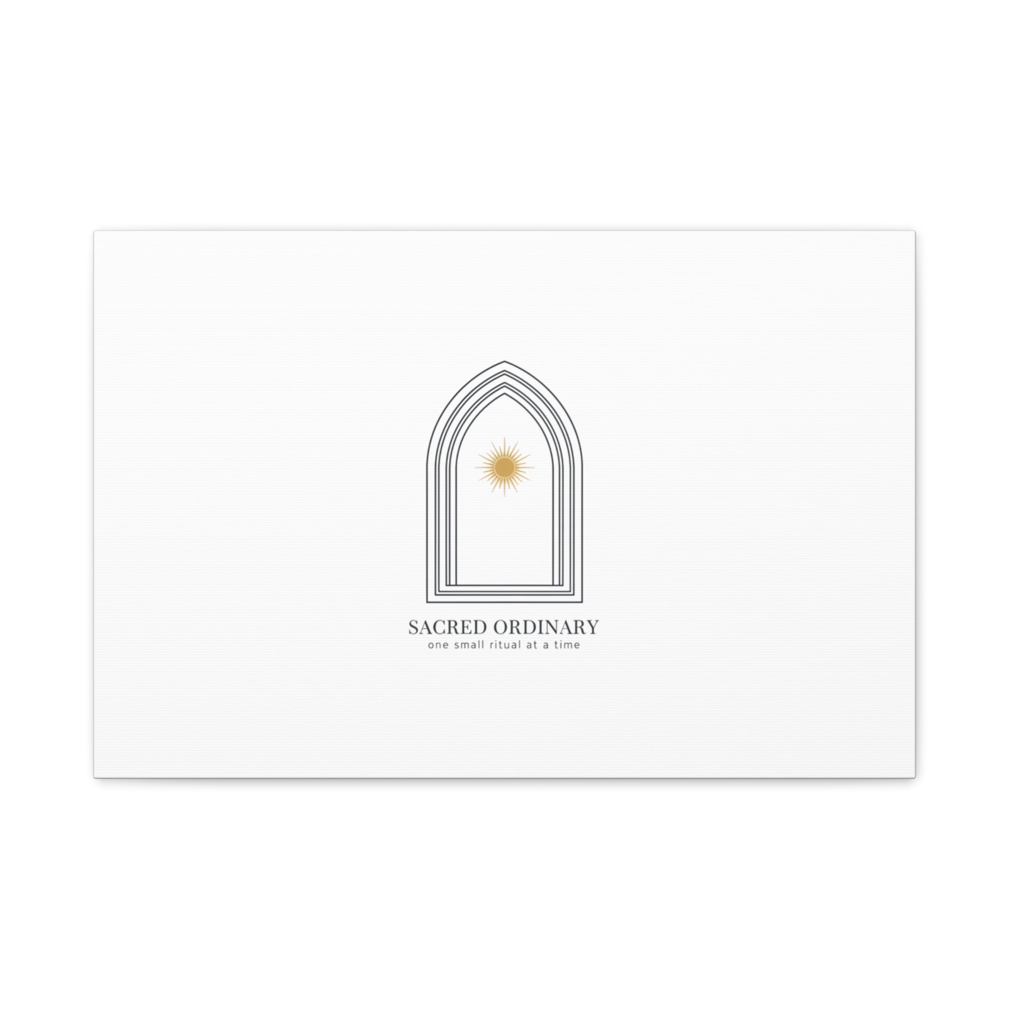 Sacred Ordinary Gothic Arch Canvas | Minimal Scripture Art, Quiet Luxury 24″ x 16″ (Horizontal) 1.25"