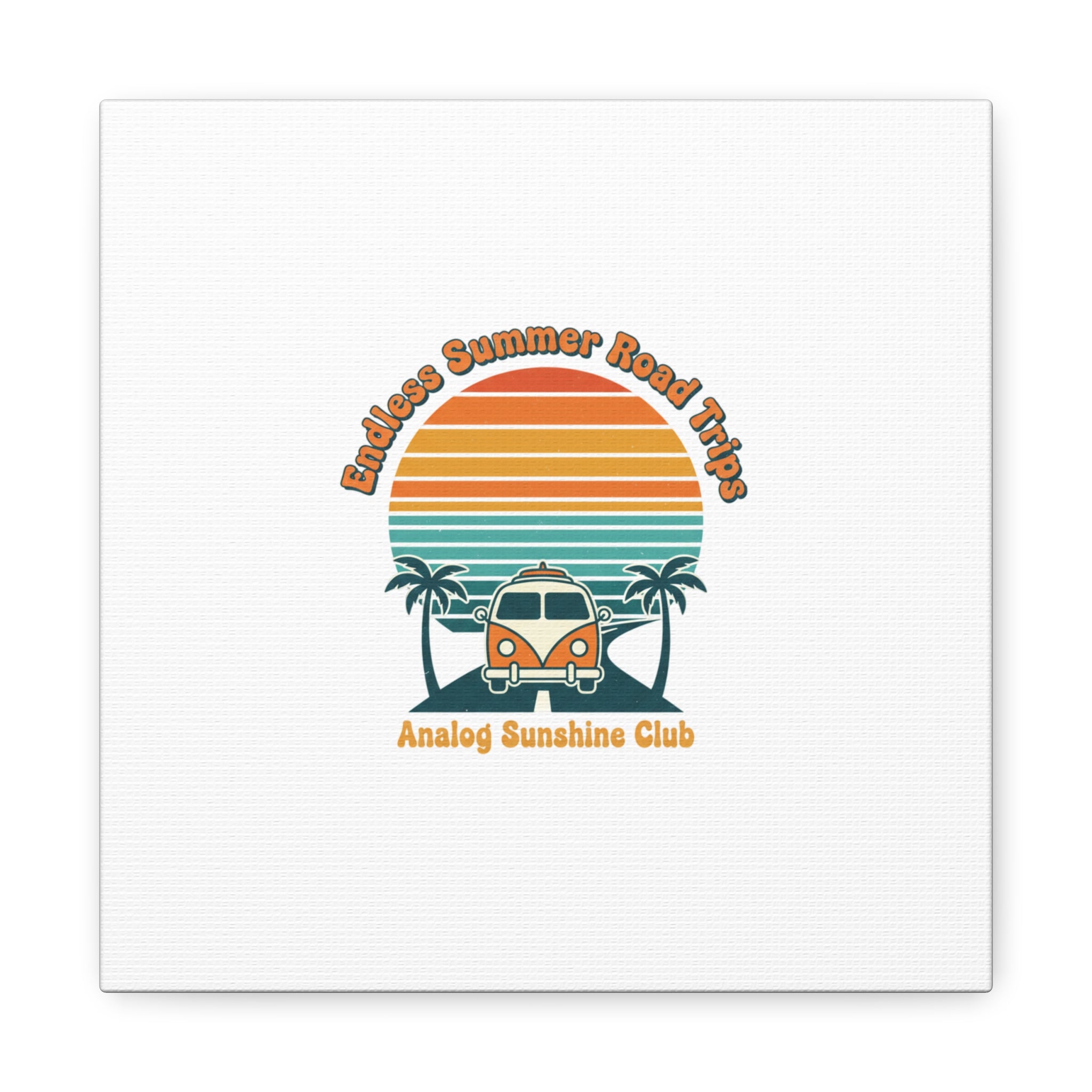 Endless Summer Road Trips Canvas | 1970s Sunset, Retro Surf Palm Art 10″ x 10″ 1.25"