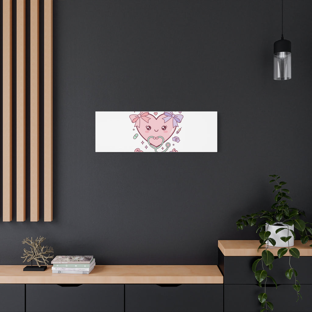 Soft Hearts Gentle Care Canvas, Cute Nurse Graphic | Pastel Coquette Medical Art 36" x 36" 1.25"