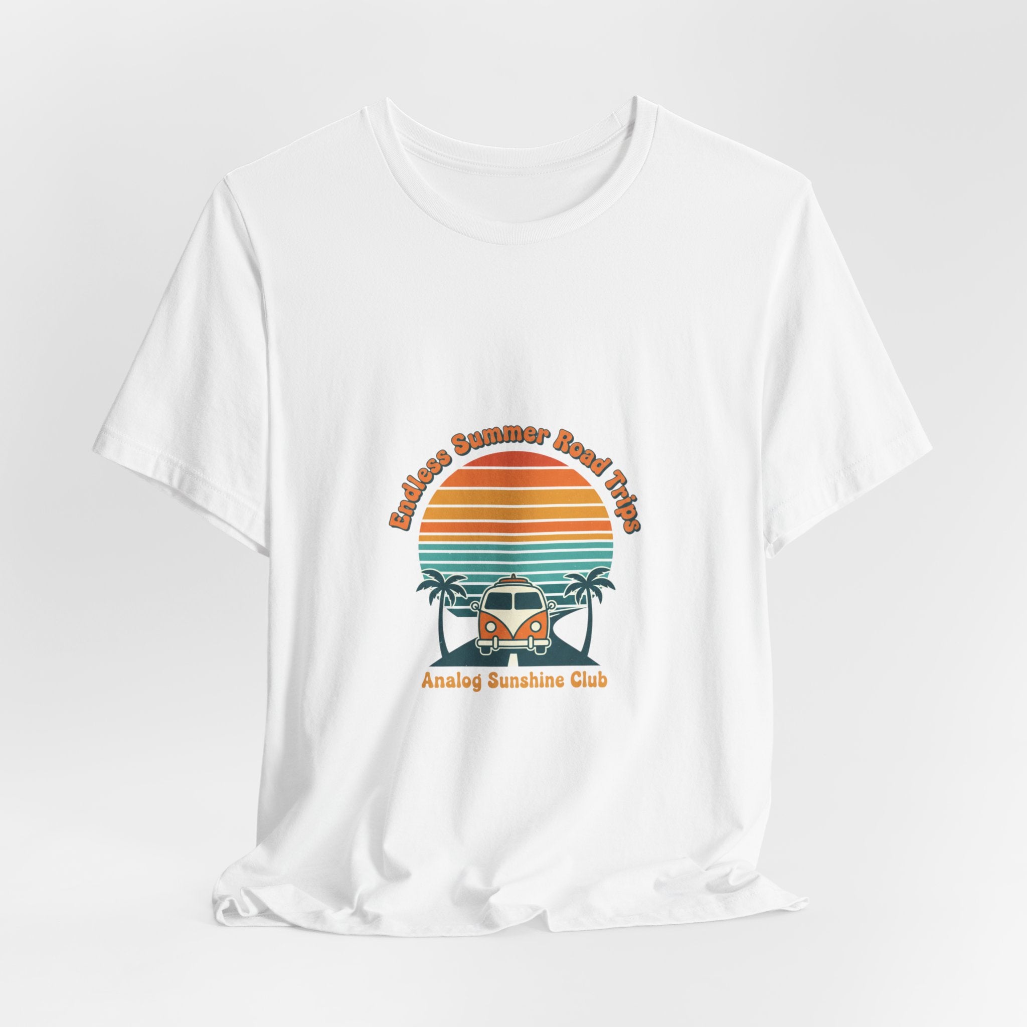 Retro 70s Sunset Surf Graphic Tee | Vintage Palm Golden Hour Postcard