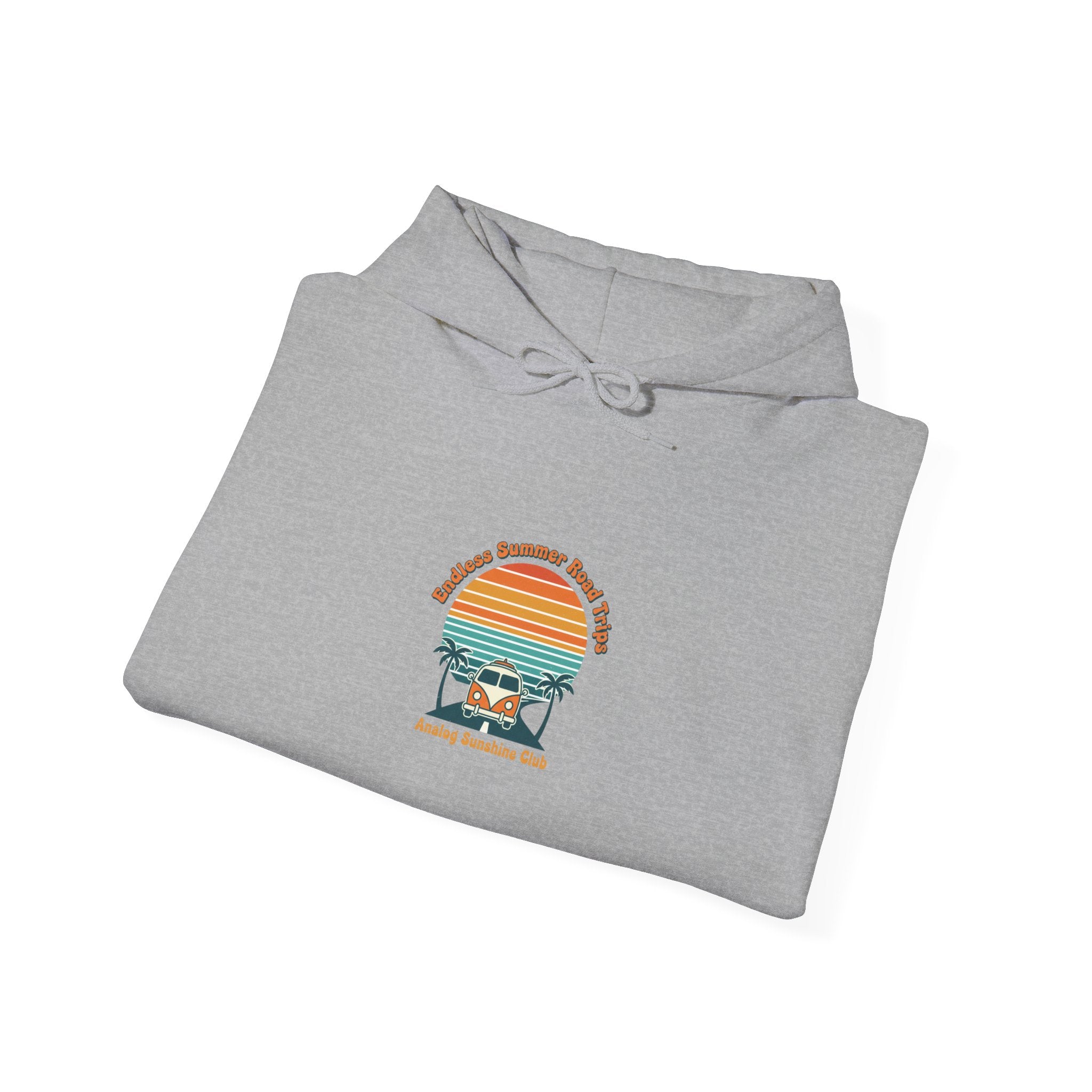 Retro 70s Sunset Surf Hoodie | vintage palm golden hour postcard design