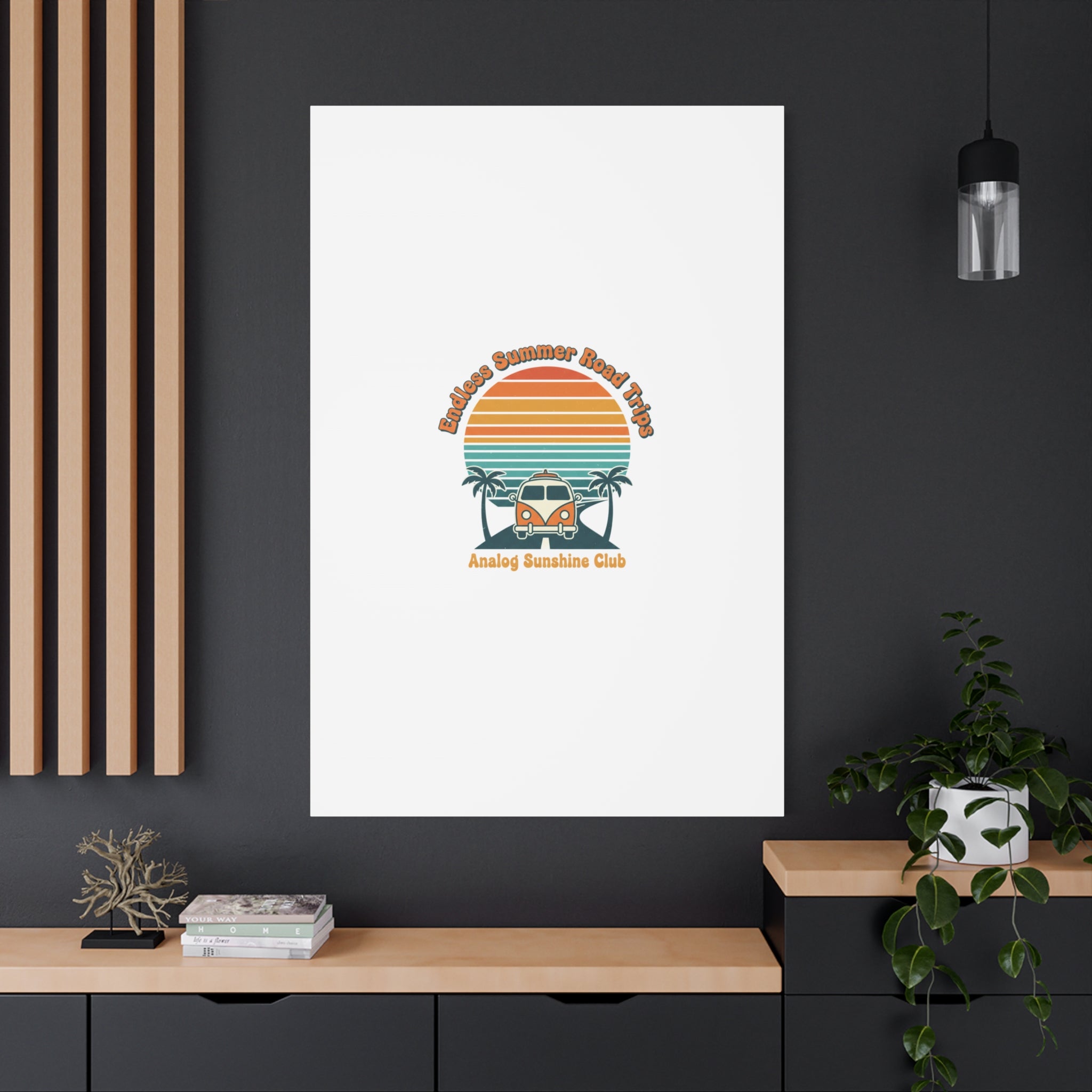 Endless Summer Road Trips Canvas | 1970s Sunset, Retro Surf Palm Art 36" x 36" 1.25"