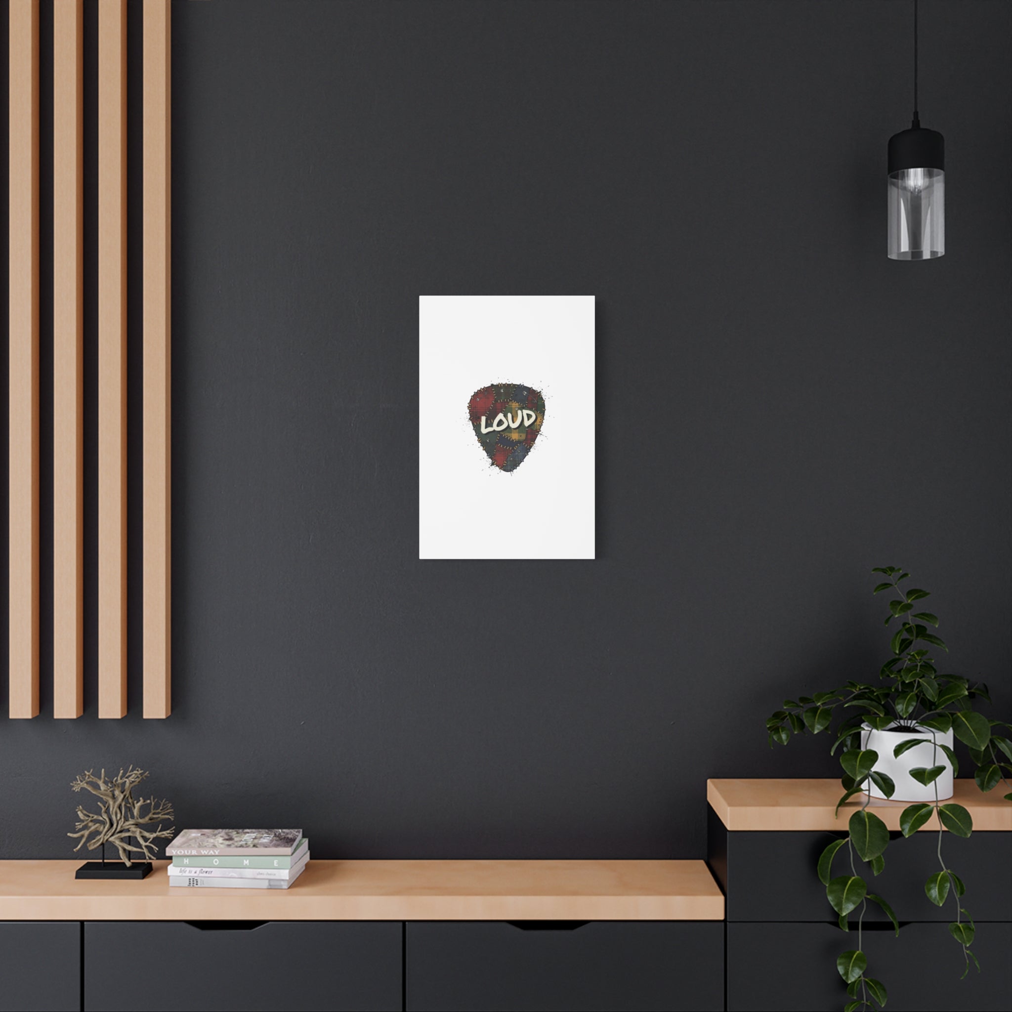Plaid Patchwork Guitar Pick Canvas, Grunge Revival, 90s Rock Plaid Aesthetic 36" x 36" 1.25"