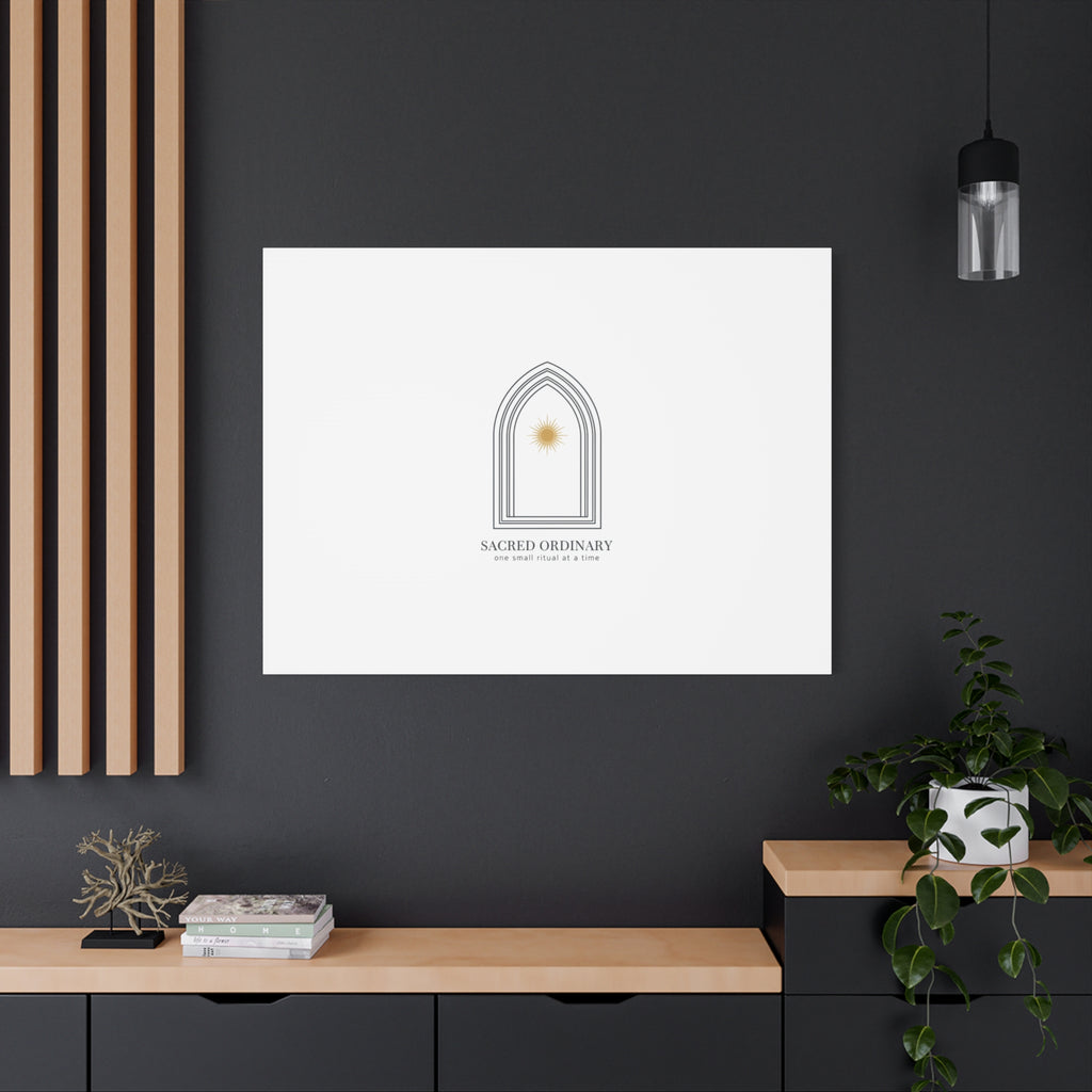 Sacred Ordinary Gothic Arch Canvas | Minimal Scripture Art, Quiet Luxury