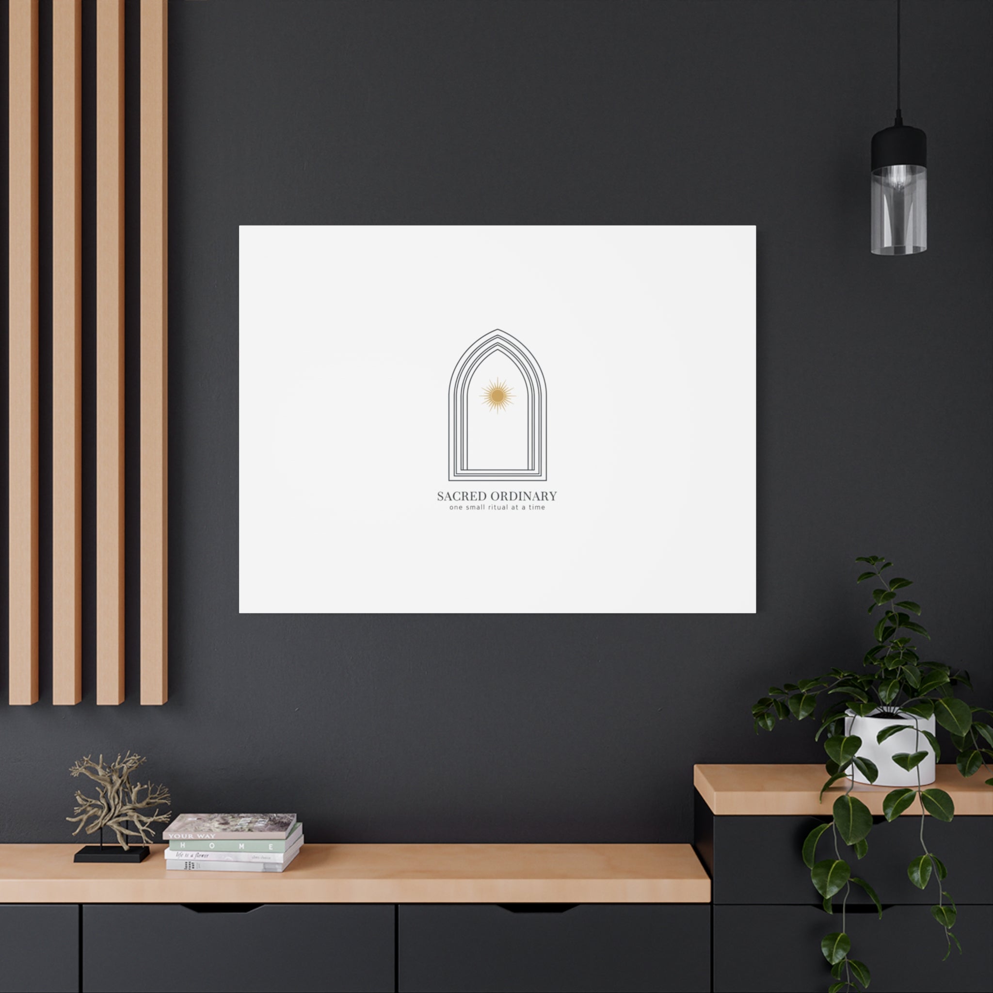 Sacred Ordinary Gothic Arch Canvas | Minimal Scripture Art, Quiet Luxury
