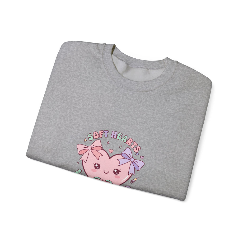 Cute Nurse Heart Crewneck Sweatshirt | pastel coquette medical, kawaii nurse graphic Navy