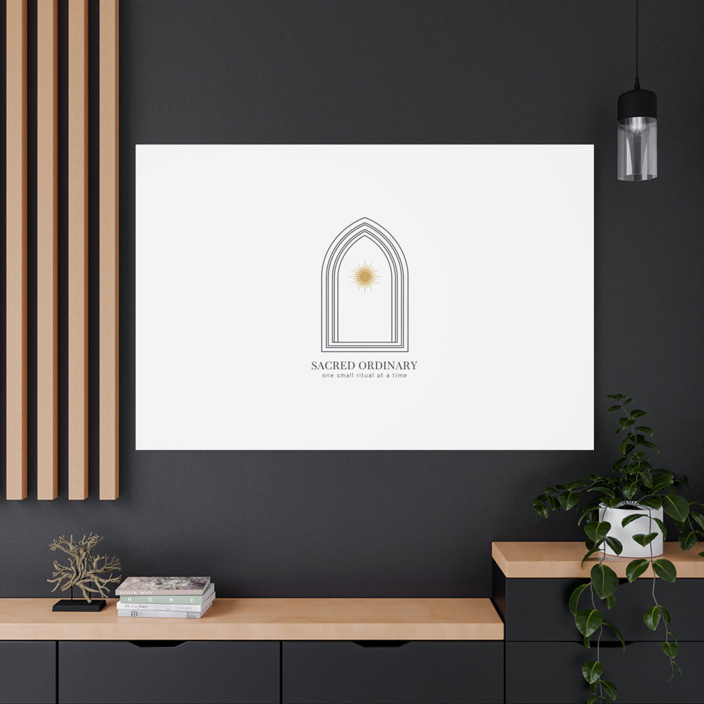 Sacred Ordinary Gothic Arch Canvas | Minimal Scripture Art, Quiet Luxury
