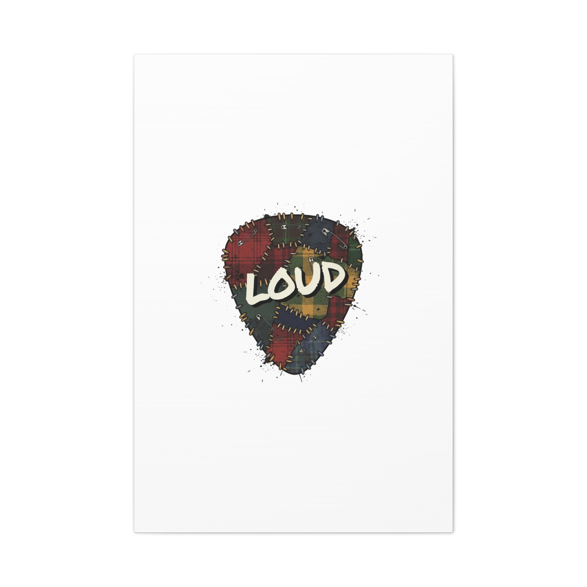 Plaid Patchwork Guitar Pick Canvas, Grunge Revival, 90s Rock Plaid Aesthetic 32″ x 48″ (Vertical) 1.25"