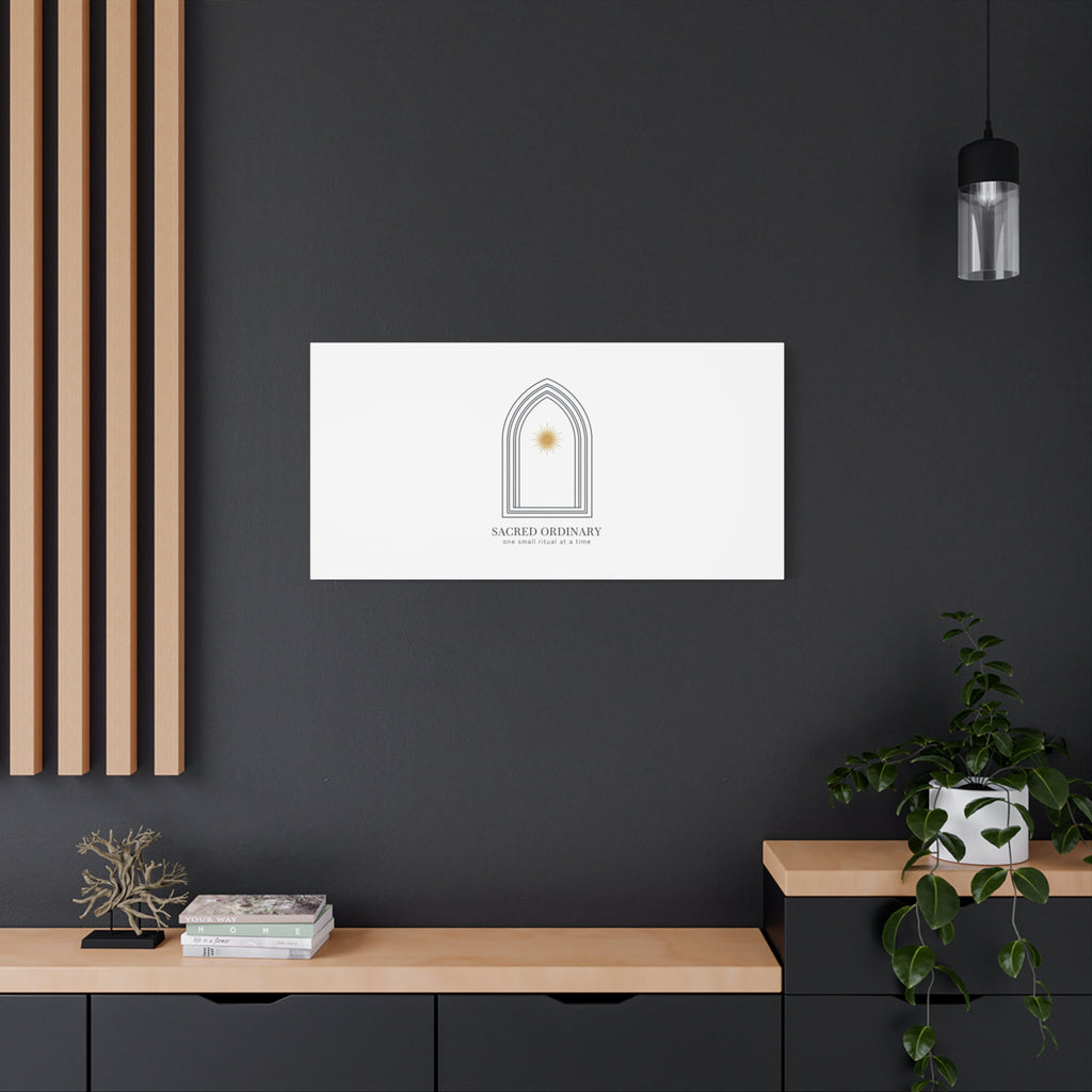 Sacred Ordinary Gothic Arch Canvas | Minimal Scripture Art, Quiet Luxury
