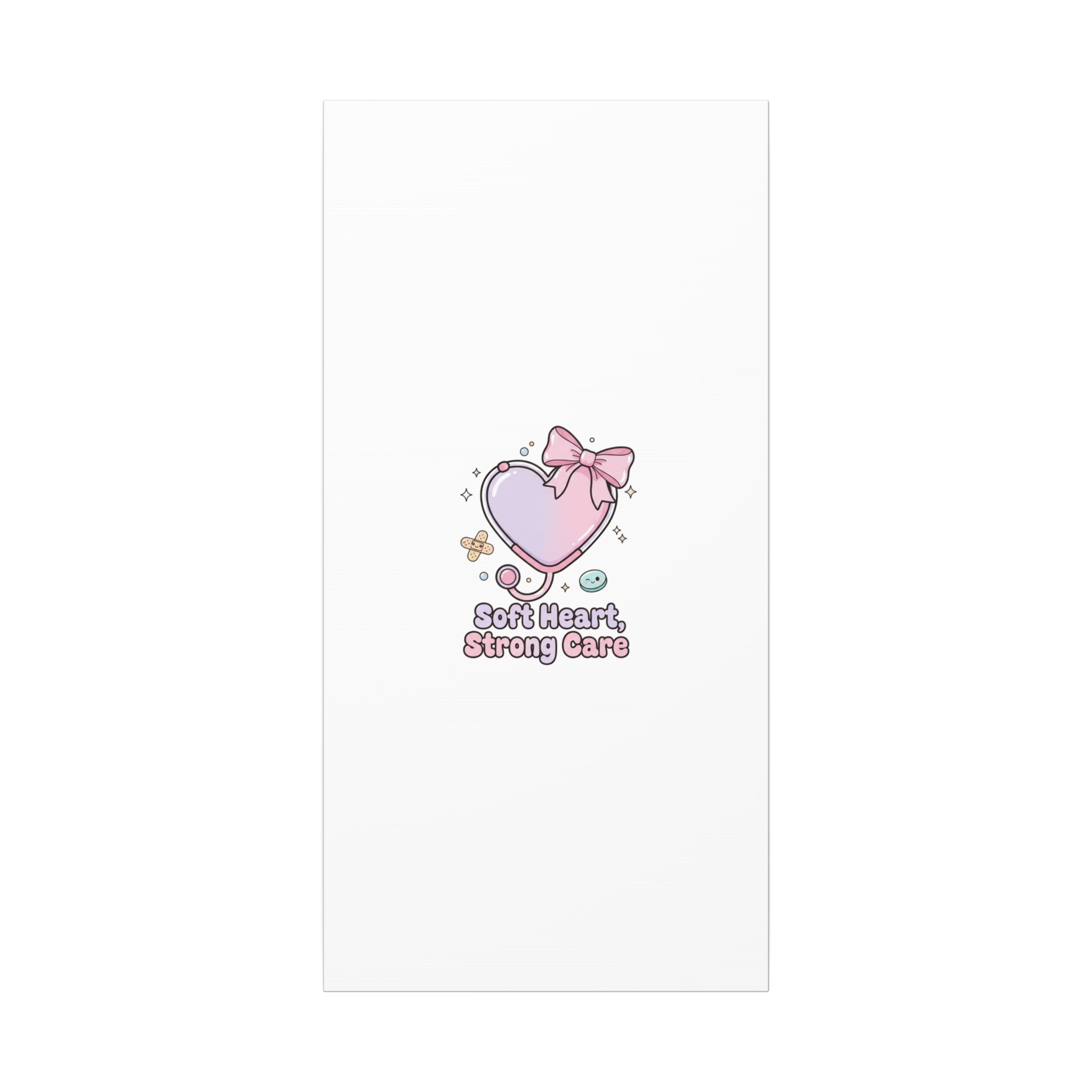 Soft Heart Strong Care Canvas, Pastel Cute Nurse Medical Art | Coquette Healthcare 15" x 30" (Vertical) 1.25"