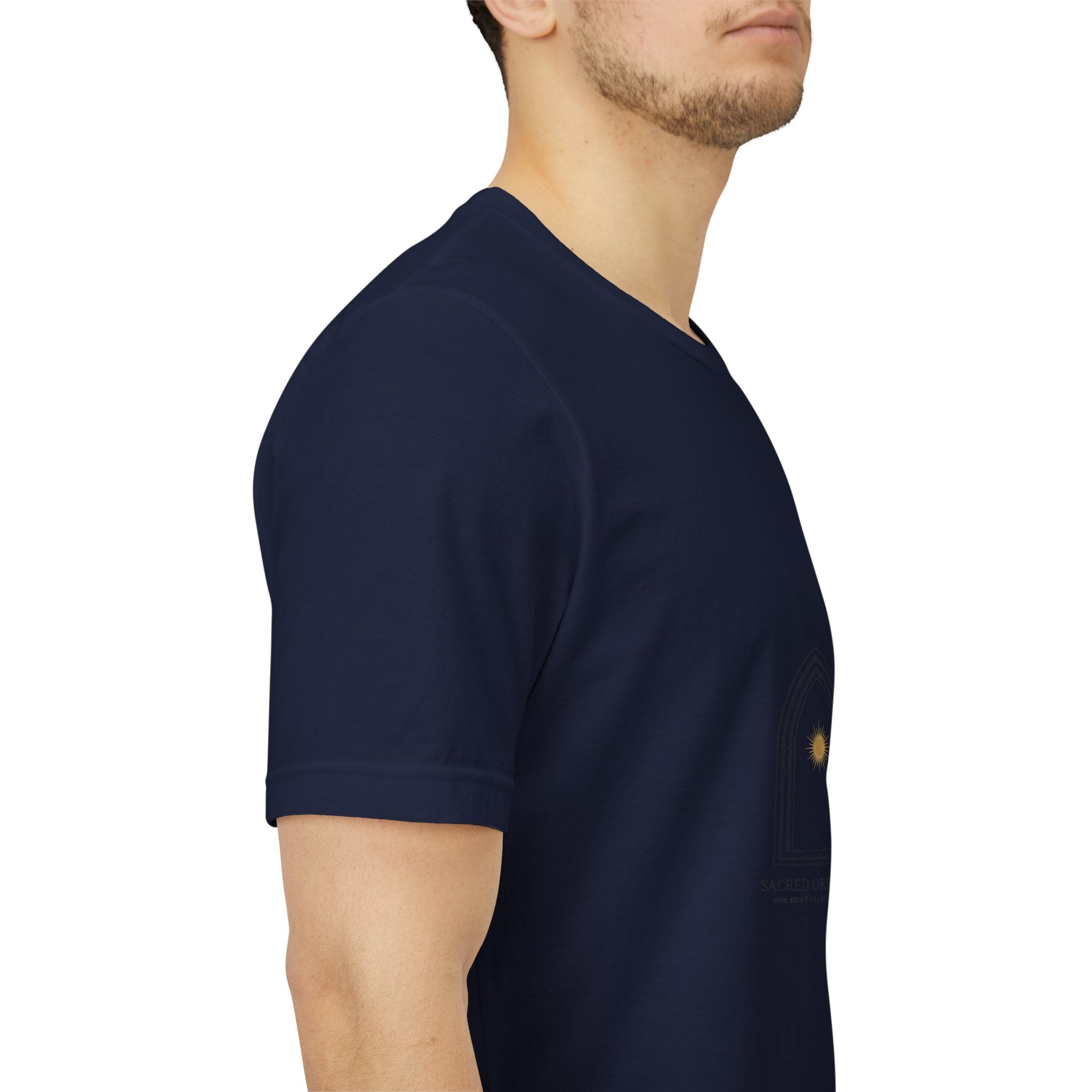 Gothic Arch Minimal Tee | Monastic Minimalism, serene typography Navy