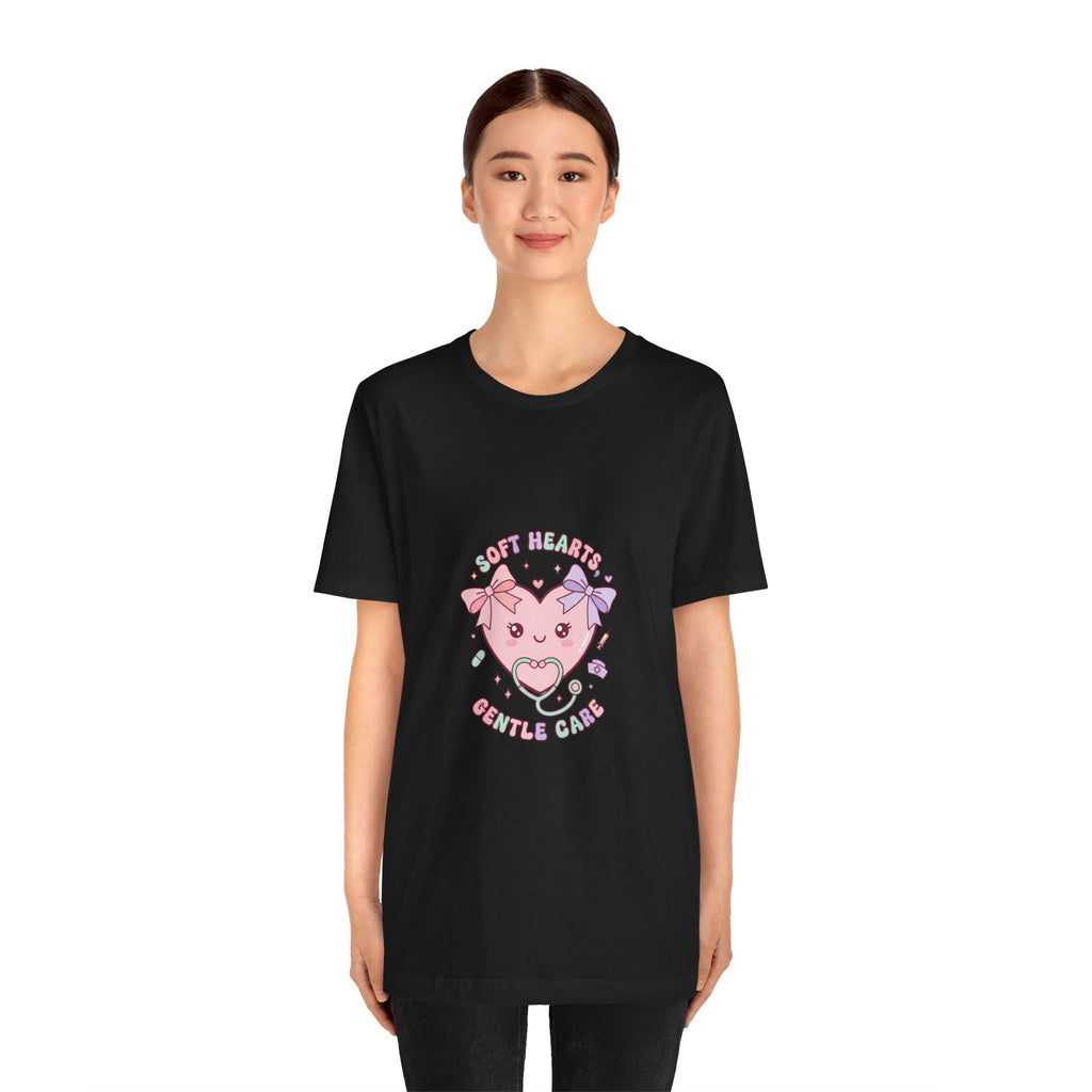 Kawaii Nurse Heart Tee | pastel healthcare design, coquette medical shirt Navy