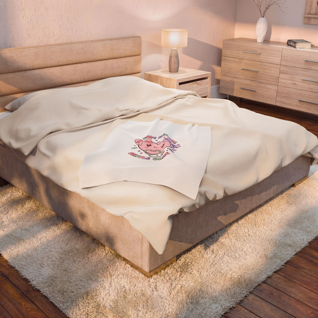 Soft Hearts Gentle Care Velveteen Plush Blanket | pastel kawaii nurse graphic, coquette medical 30" × 40"